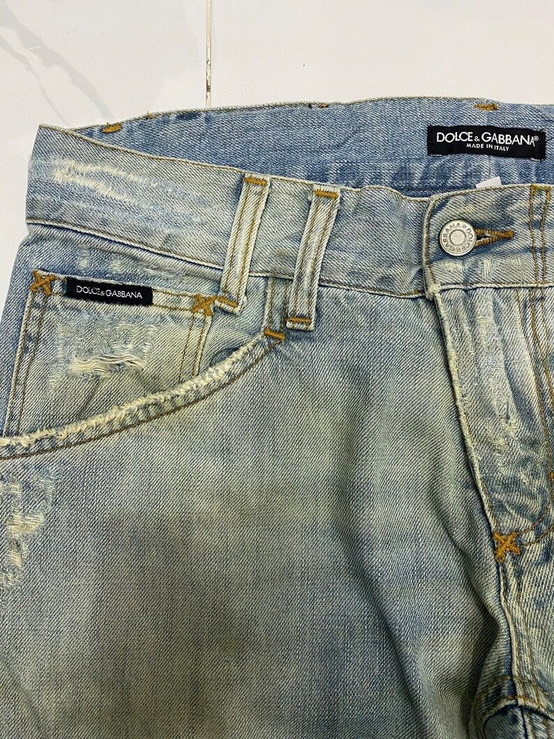 Dolce & Gabbana × Vintage Dolce & Gabbana Zipper Pocket Distressed Denim Jeans Size US 33 - 9 Thumbnail