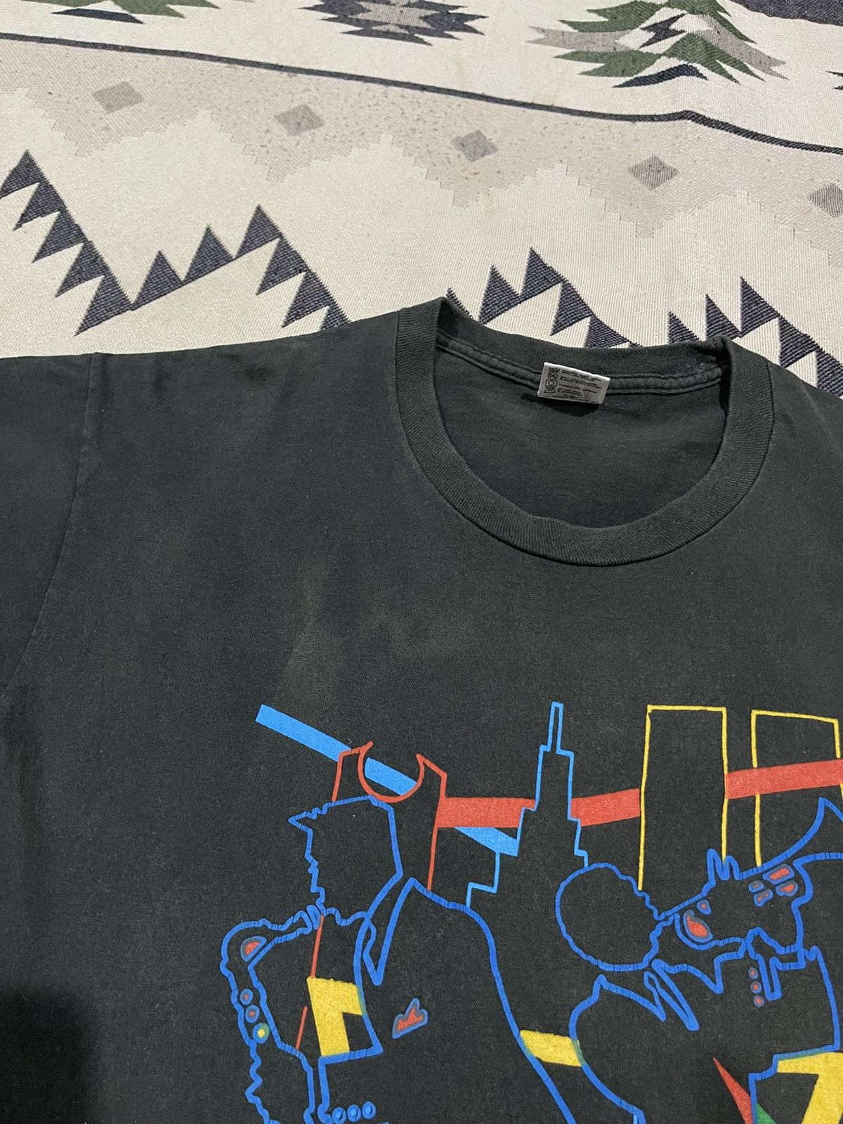 Vintage 1990s NEW YORK CITY JAZZ MUSIC NICELY FADED TSHIRT Size US L / EU 52-54 / 3 - 7 Thumbnail
