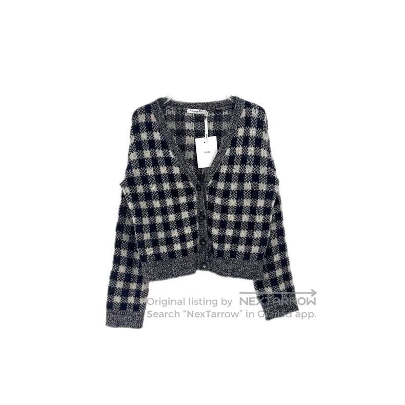 Dior Dior Dark blue plaid alpaca wool mulberry silk cashmere ca Size M / US 6-8 / IT 42-44 - 1 Thumbnail