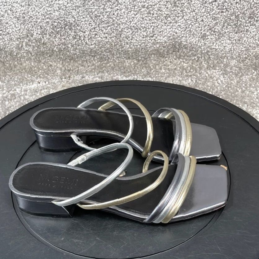 Vintage VINTAGE M. GEMI Women's Sandals Size 5.5 Leather Strappy Silver Slip-On Outdoor Summer Size US 5.5 / IT 35.5 - 3 Thumbnail