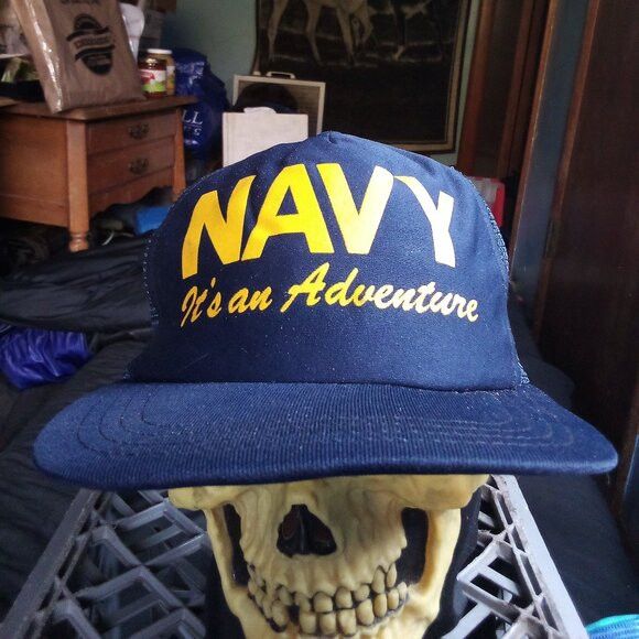 Other Vintage Navy It's An Adventure Snap Trucker Hat Cap Size ONE SIZE - 1 Thumbnail