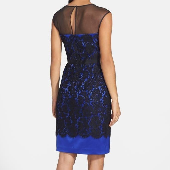 Other Eliza J Illusion Yoke Lace Overlay Sheath Dress MSRP $178 Size M / US 6-8 / IT 42-44 - 2 Thumbnail