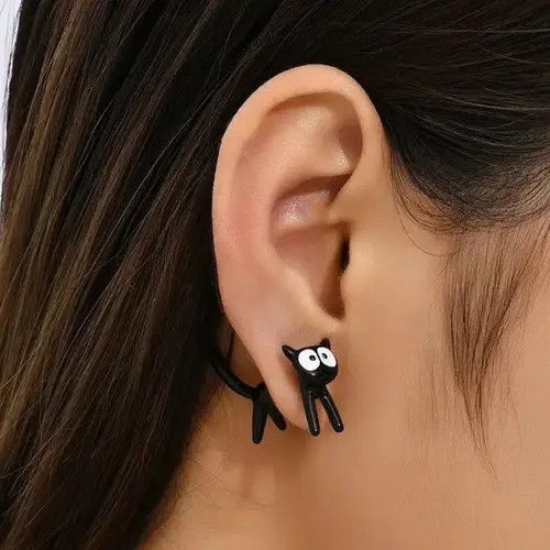 VIBE 3D Black Cat Stud Earrings Size ONE SIZE - 1 Thumbnail