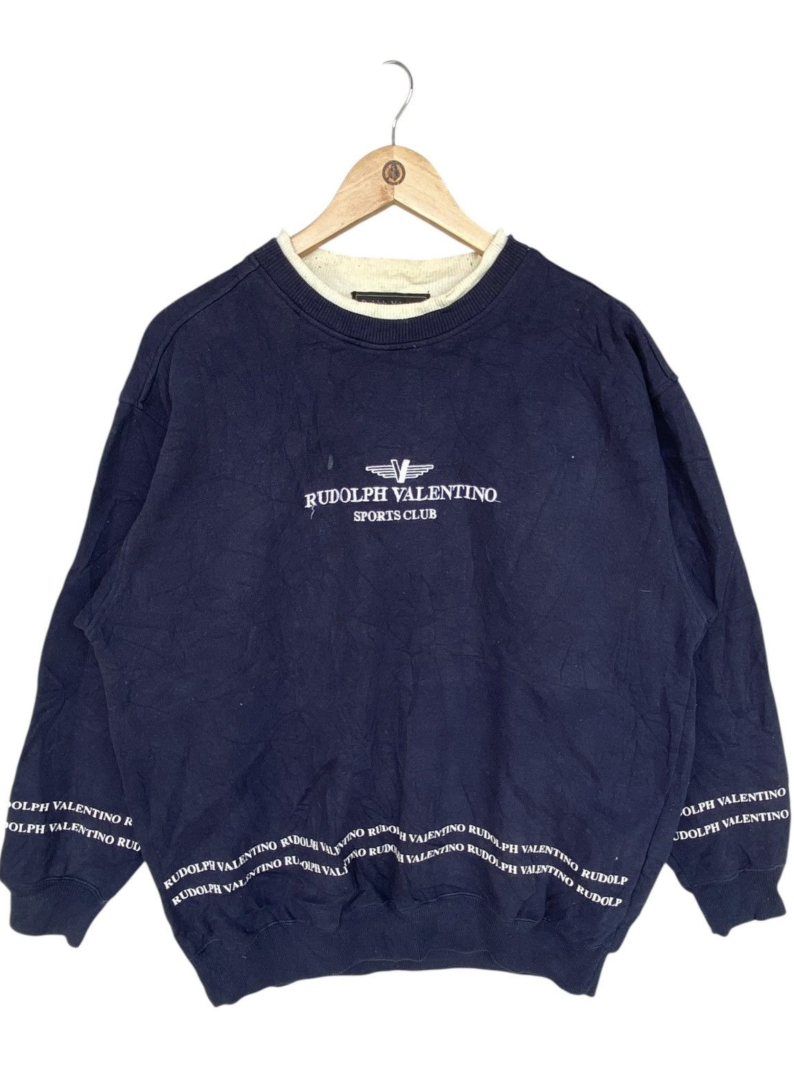 Other Vintage Rudolph Valentino Small Embroidered Navy Blue Size L / US 10 / IT 46 - 1 Thumbnail