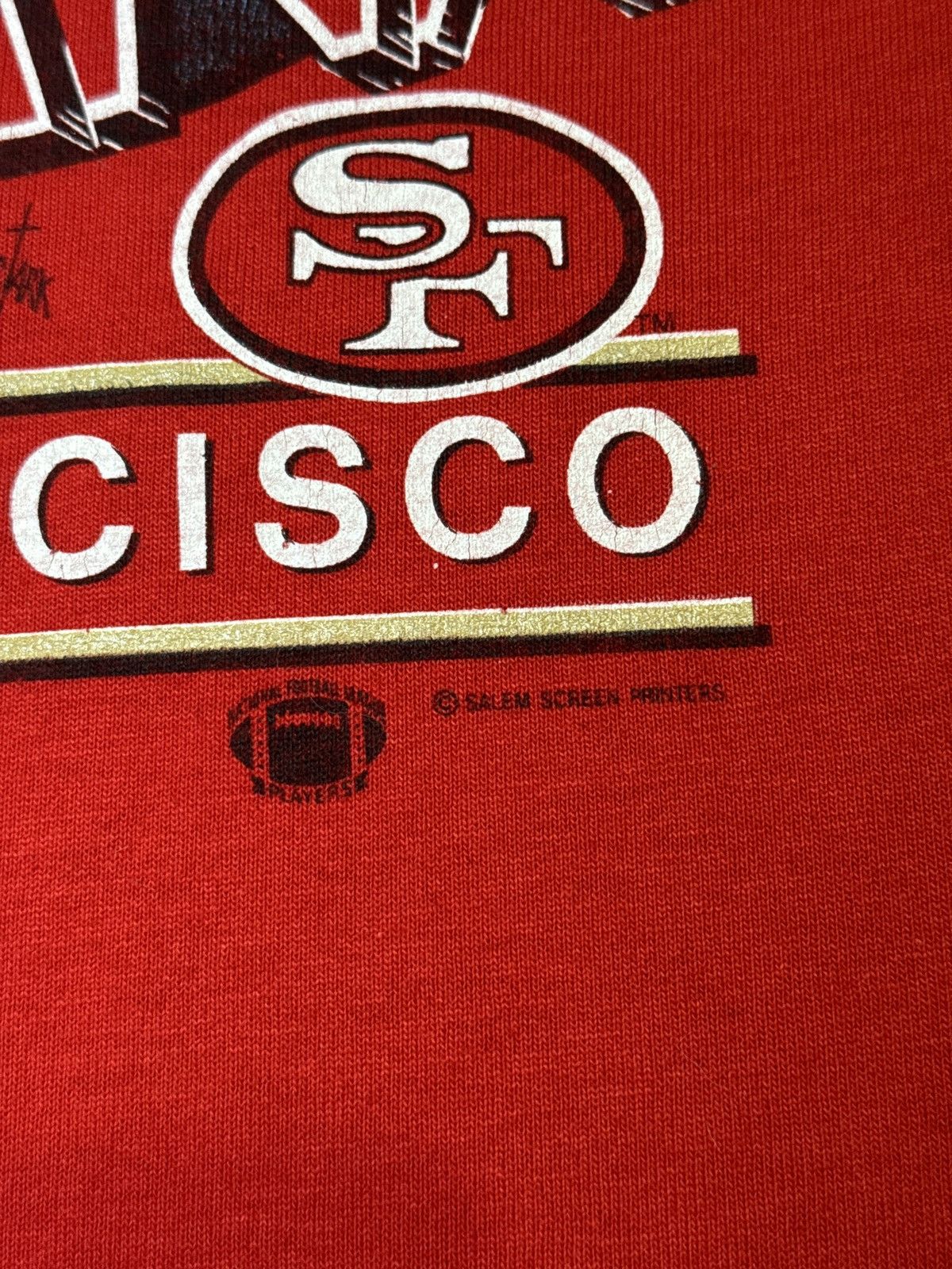 Salem Sportswear × Vintage Vintage 80s RARE Joe Montana Caricature 49ers Jersey Shirt Size US XL / EU 56 / 4 - 3 Thumbnail