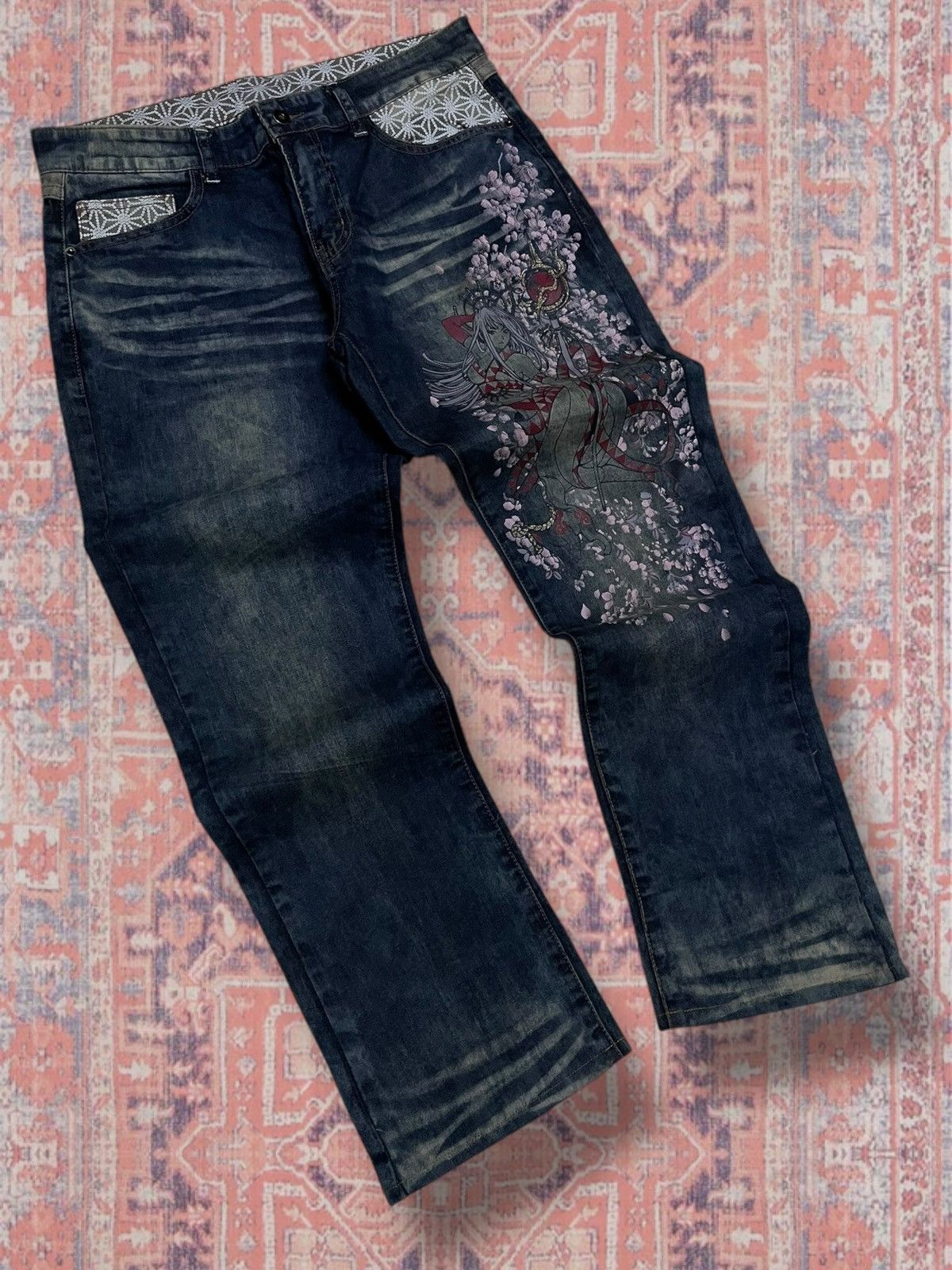 Beauty Beast Vintage 1990s Designer Japan Tradition Queen Of Storm Denim Size US 32 / EU 48 - 2 Thumbnail