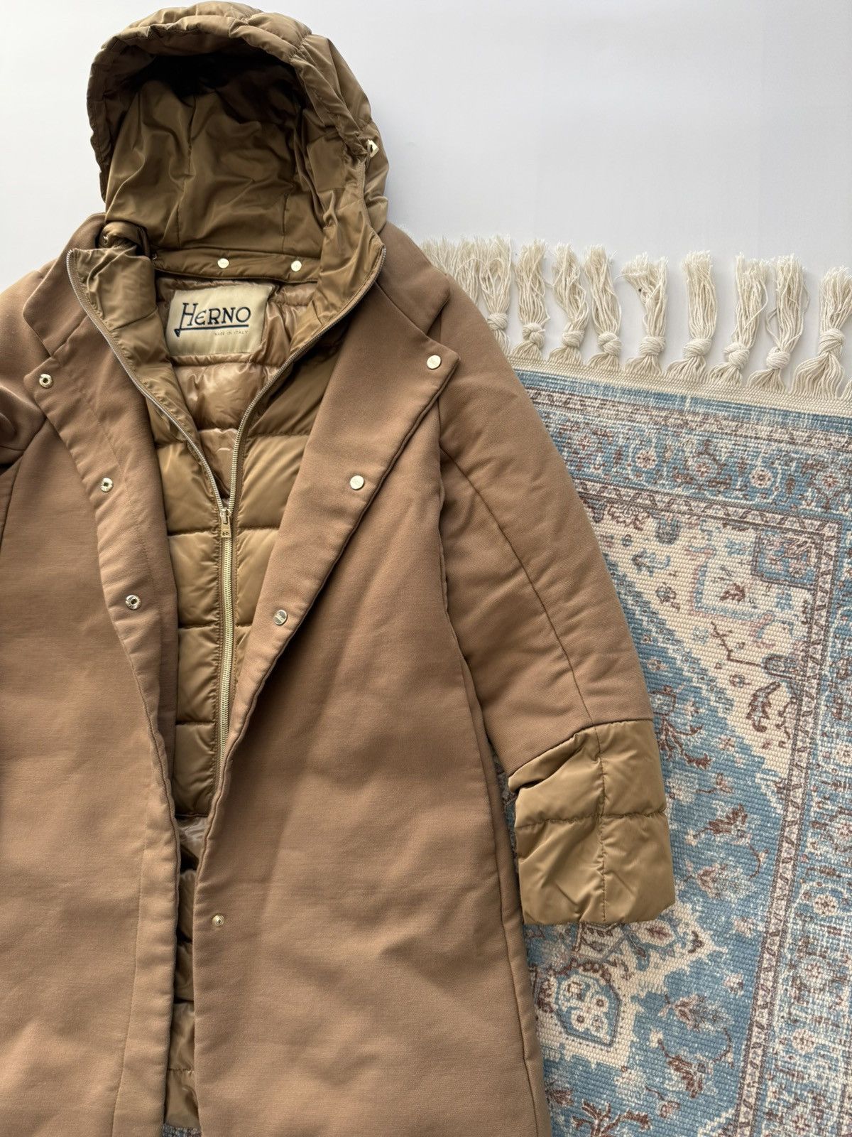 Herno Herno Brown Tan Detachable Collar Puffer Coat Jacket Wool Size M / US 6-8 / IT 42-44 - 4 Thumbnail