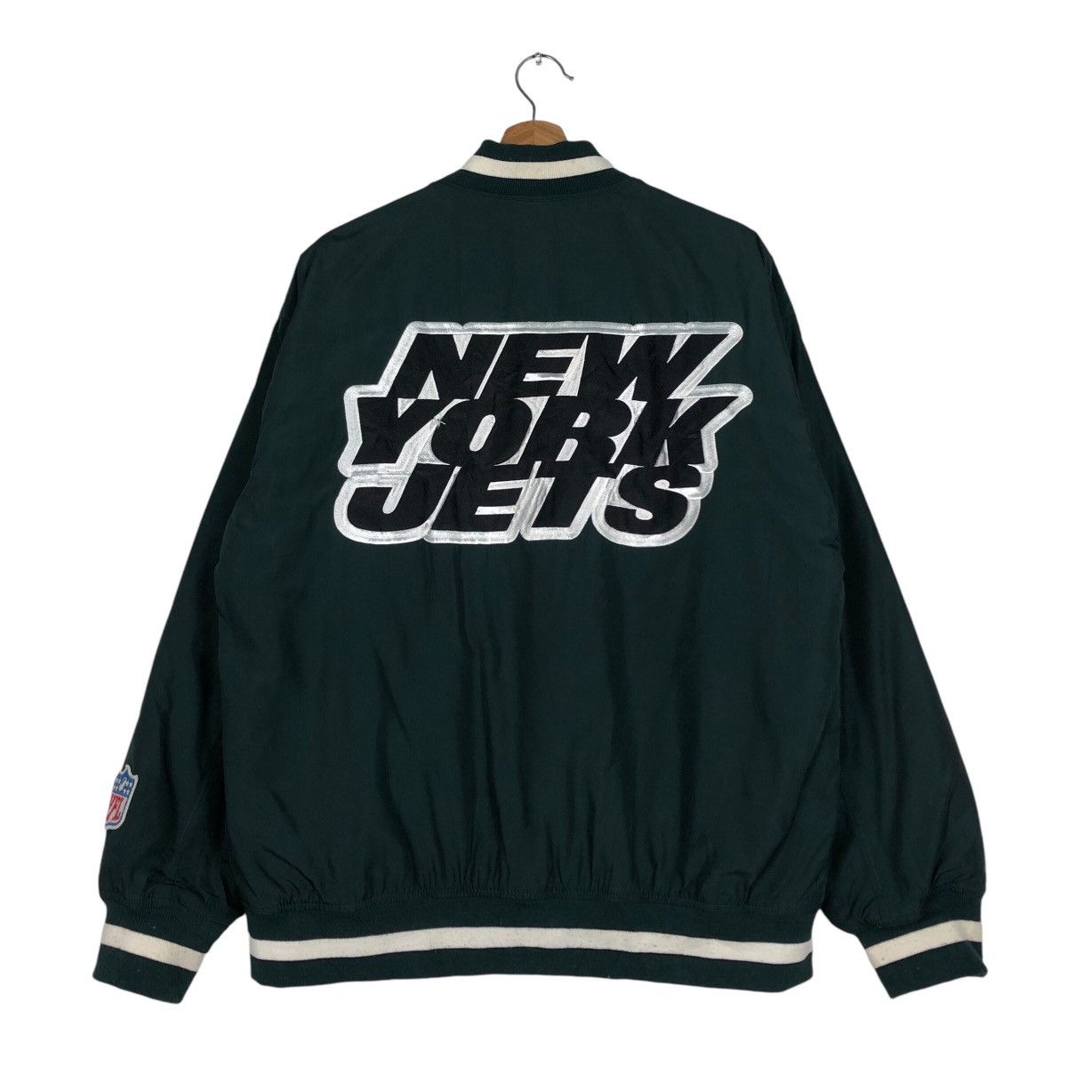 Japanese Brand 📌Vintage Bomber Jacket NFL New York Jets Big Logo Size US L / EU 52-54 / 3 - 9 Thumbnail