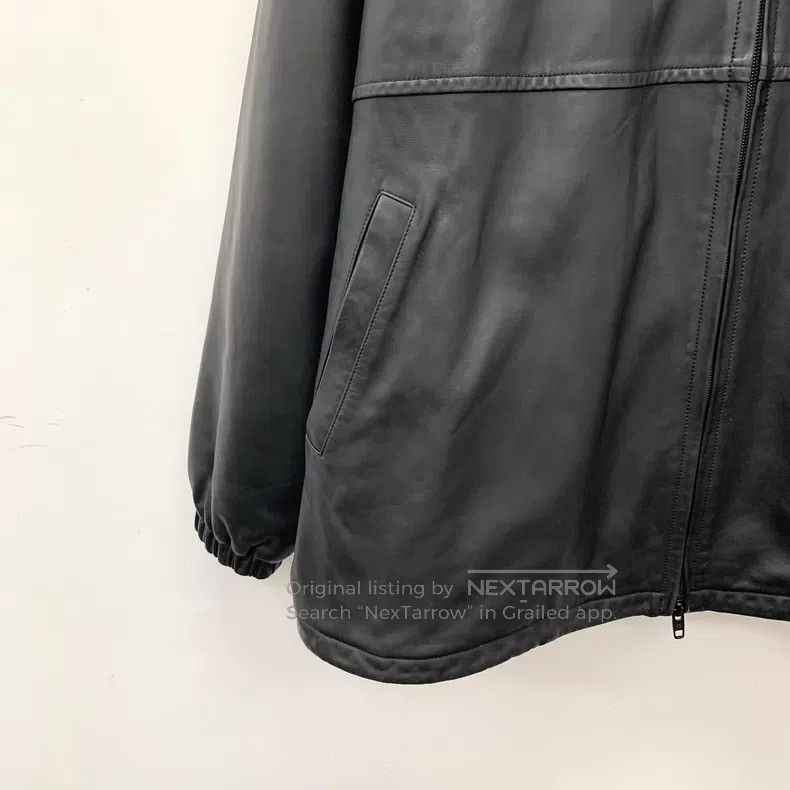 Balenciaga Balenciaga Black Lamb Leather Collar Zip-Up Long Sleeve Le Size 4XL / US 24-26 - 4 Thumbnail