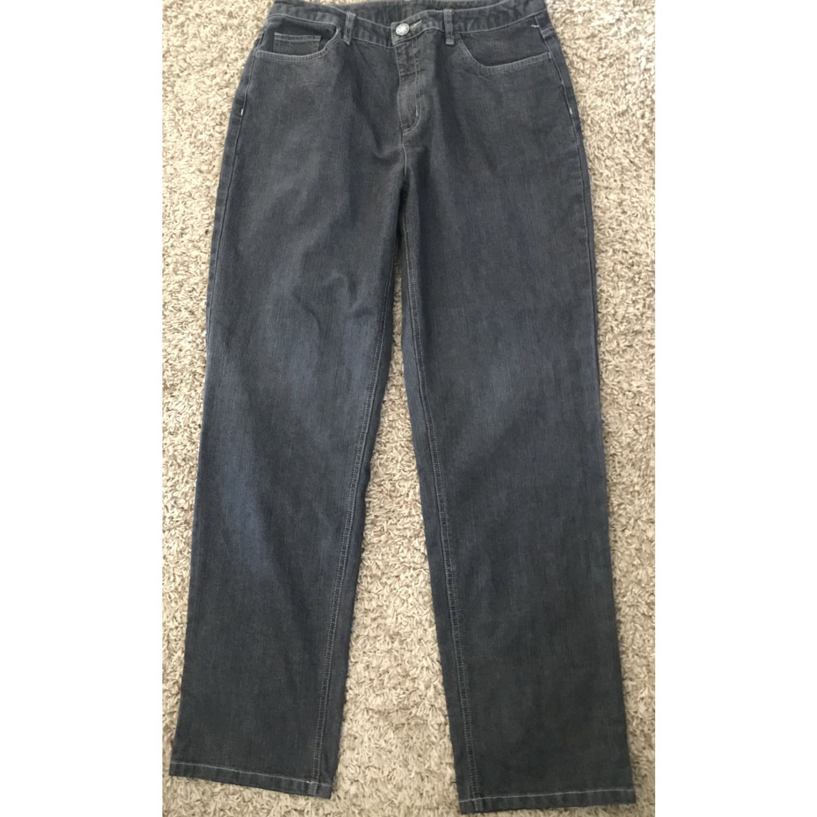 Talbots Talbots Stretch Women's Black Denim Jeans 32" Waist 12 Regular Inseam 31.5" Silver Stitching Pockets Jeans Size 34" / US 12 / IT 48 - 5 Thumbnail
