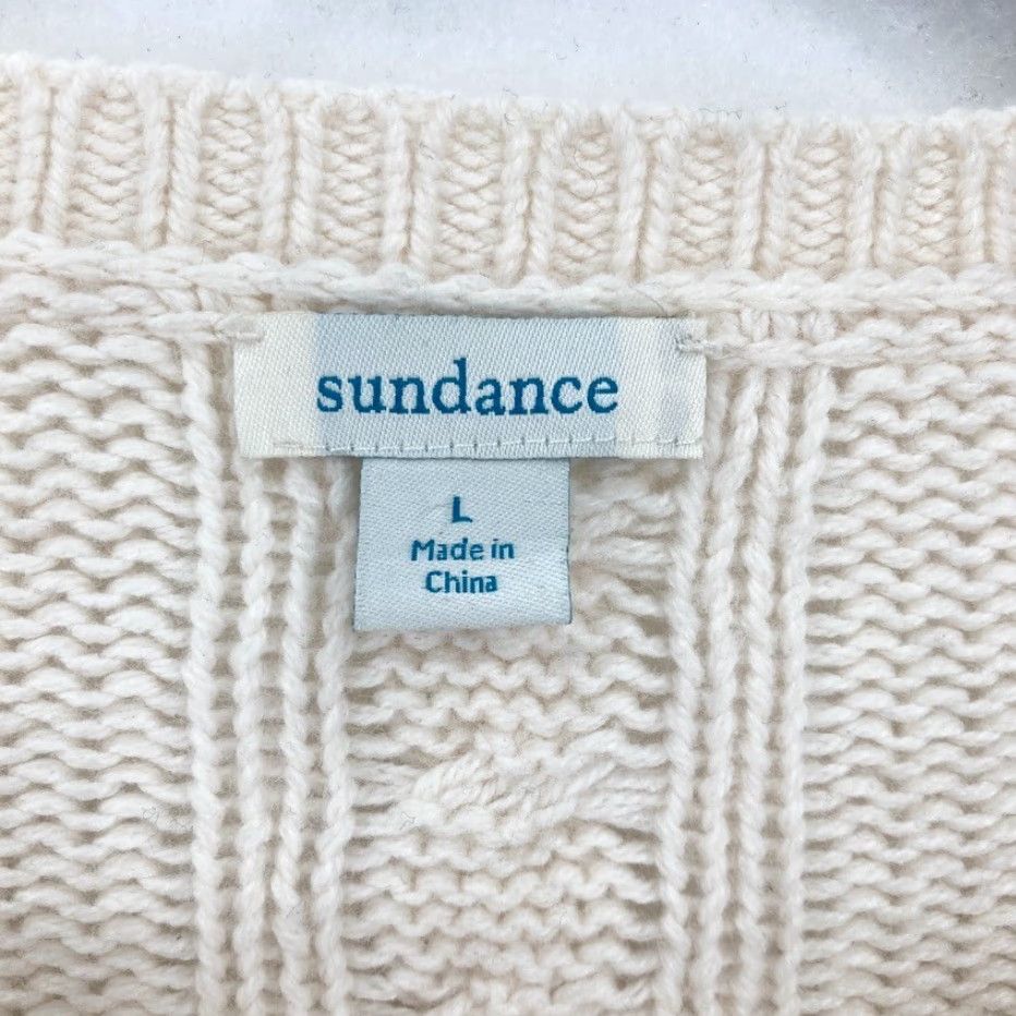 Vintage Sundance Cable Knit Sweater Women's Large Light Beige Merino Wool Nylon Blend Size L / US 10 / IT 46 - 4 Thumbnail
