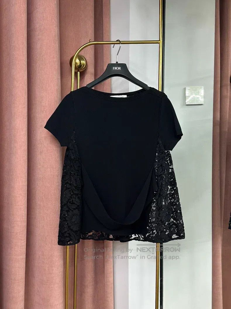 Valentino Valentino Black lace cut-out short-sleeved top knitted swe Size M / US 6-8 / IT 42-44 - 1 Thumbnail
