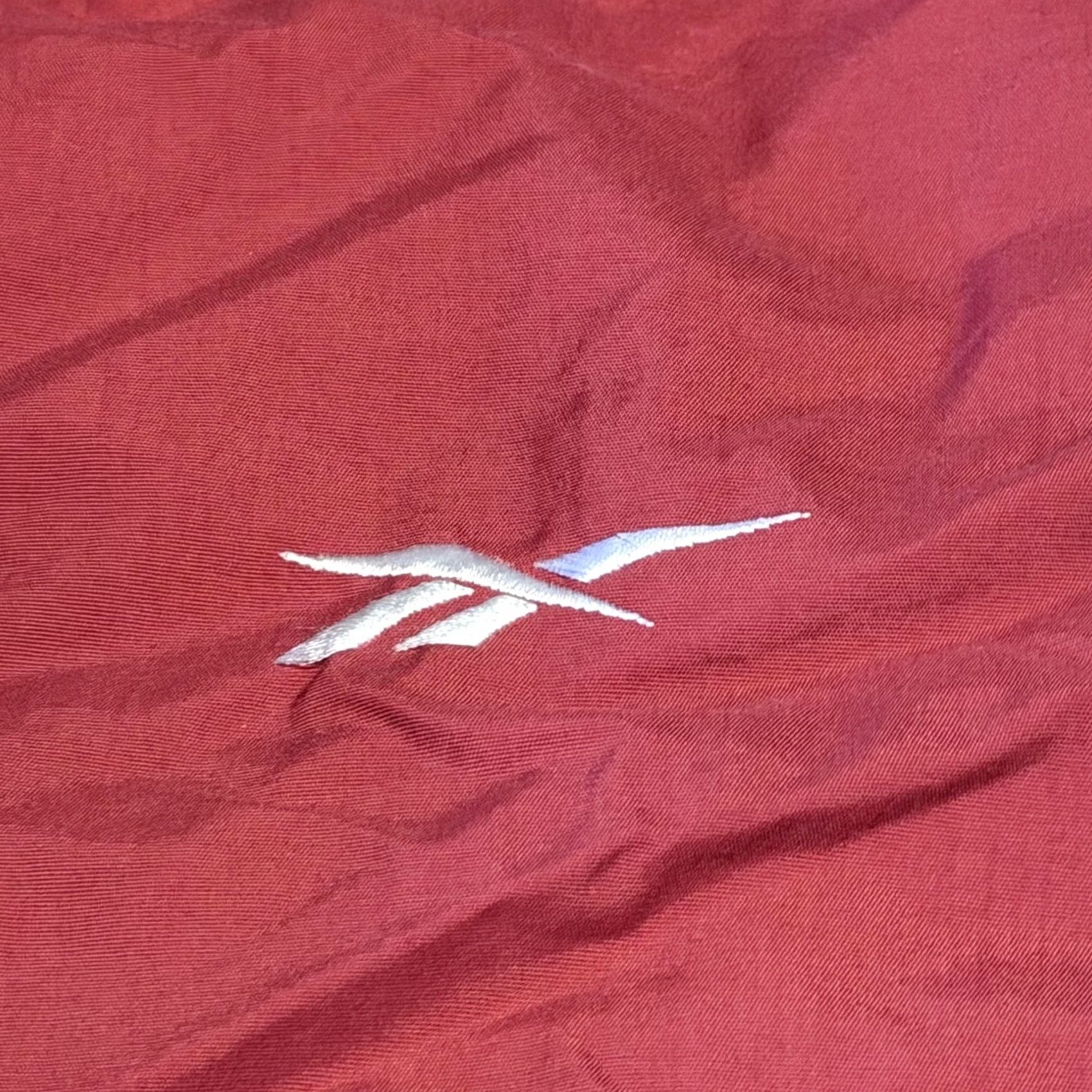 Reebok VINTAGE Reebok Jacket Mens XL Red Nylon Varsity Full Zip Windbreaker 90s Wind-Resistant Zipper Pockets Embroidered Logo Striped Rib Trim Casual Travel Size US XL / EU 56 / 4 - 6 Thumbnail