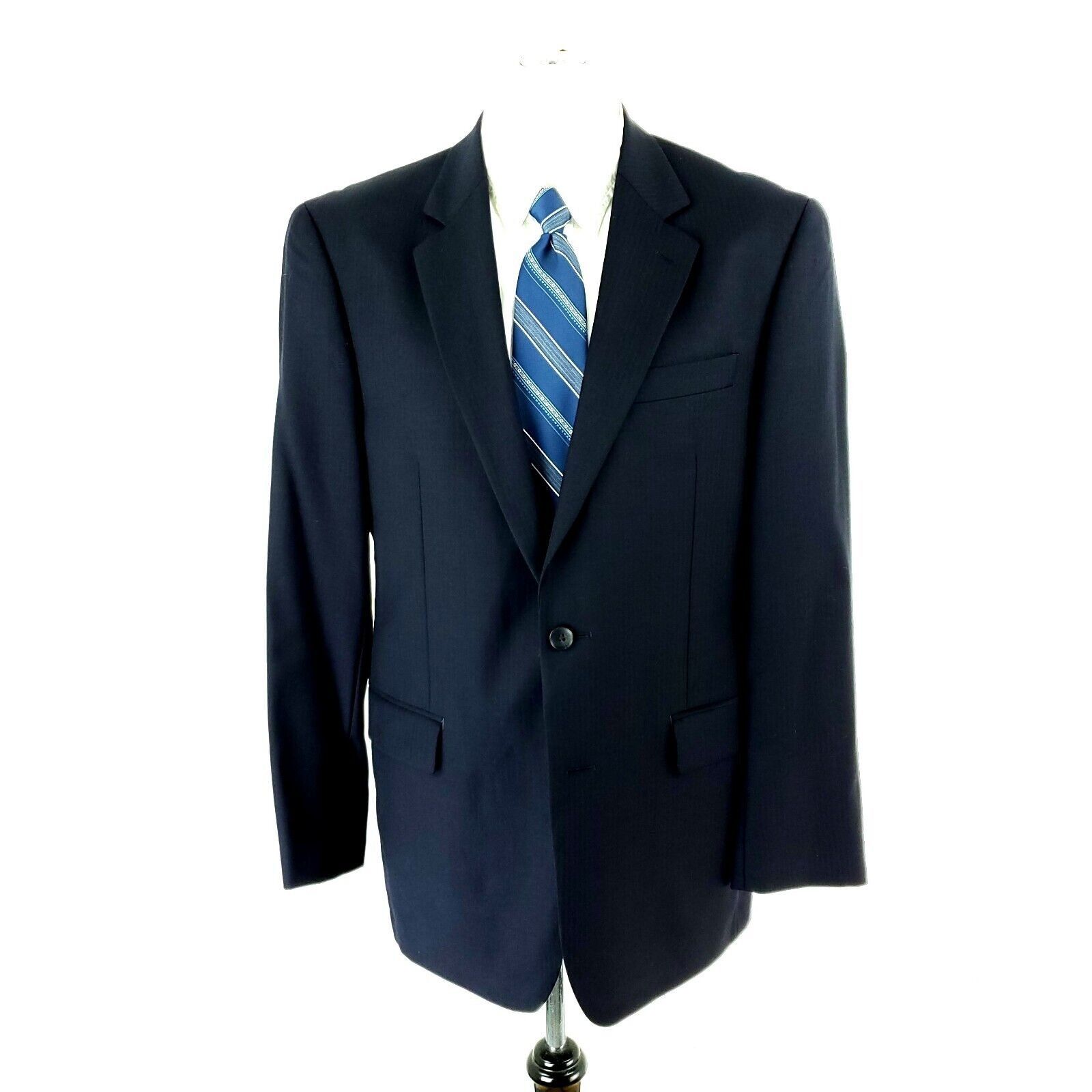 Nautica Nautica Wool 2 Button Blazer 40R Blue Herringbone Sport Coat Size 40R - 3 Thumbnail