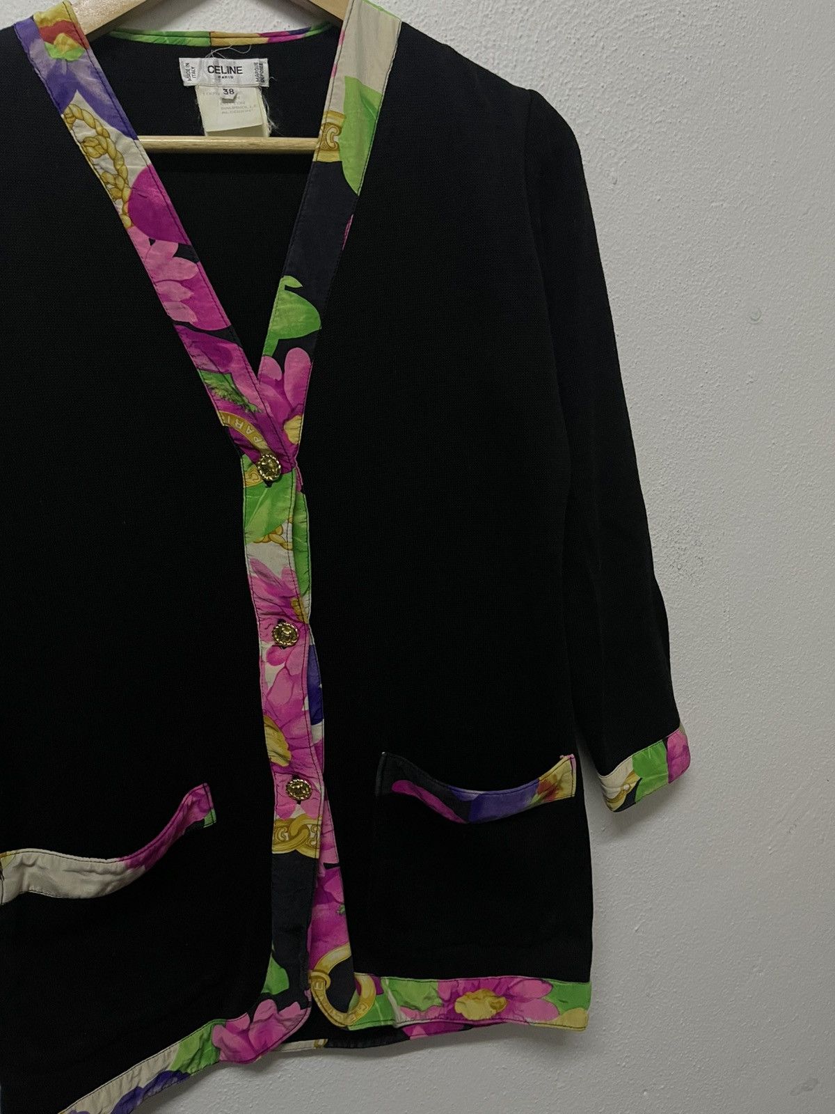 Celine 80s CELINE PARIS SILK/COTTON CARDIGAN FLORAL DESIGN RARE Size XS / US 0-2 / IT 36-38 - 4 Thumbnail