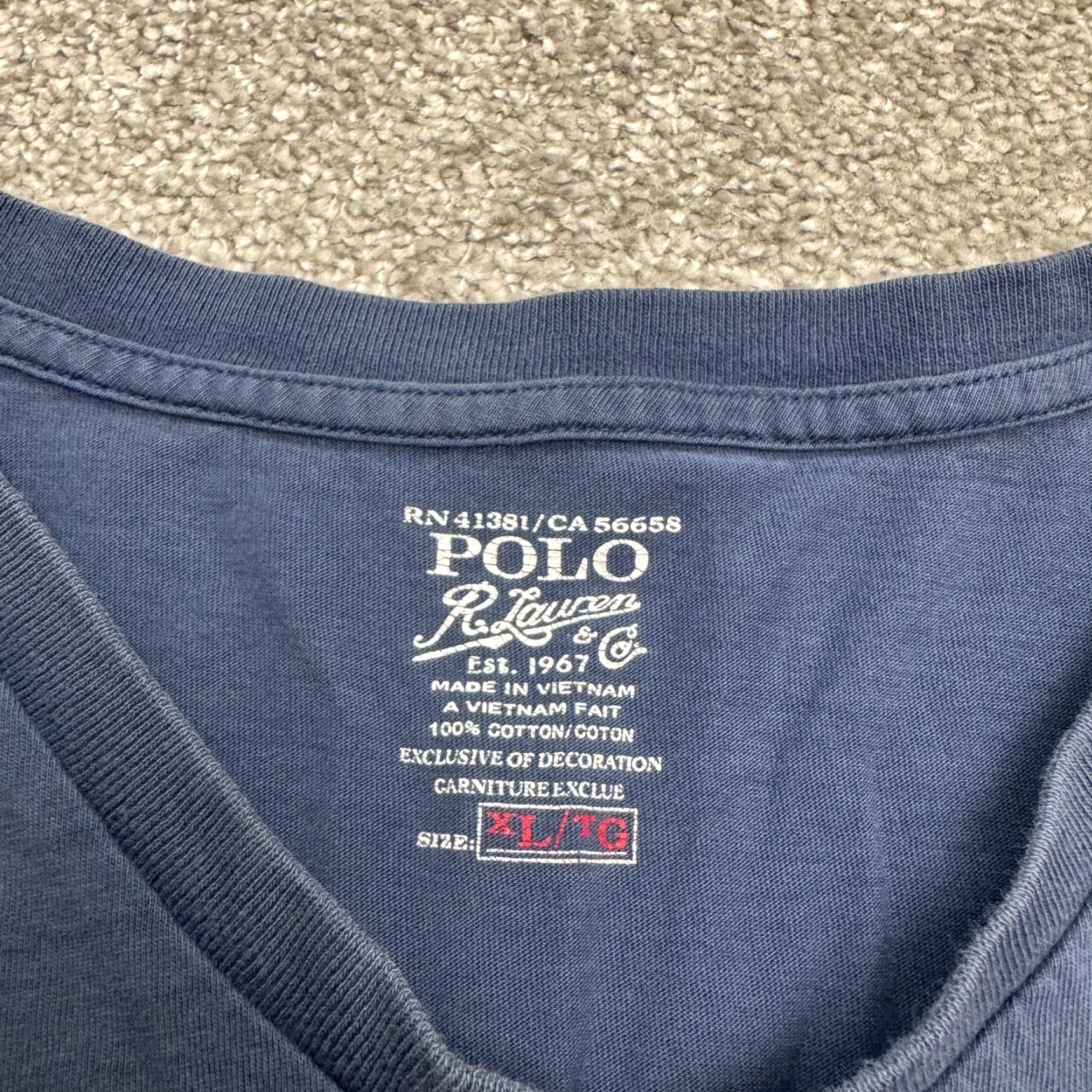 Polo Ralph Lauren VINTAGE Polo Ralph Lauren T-Shirt Mens XL Cotton Navy Blue Short Sleeve Casual Classic Size US XL / EU 56 / 4 - 6 Thumbnail