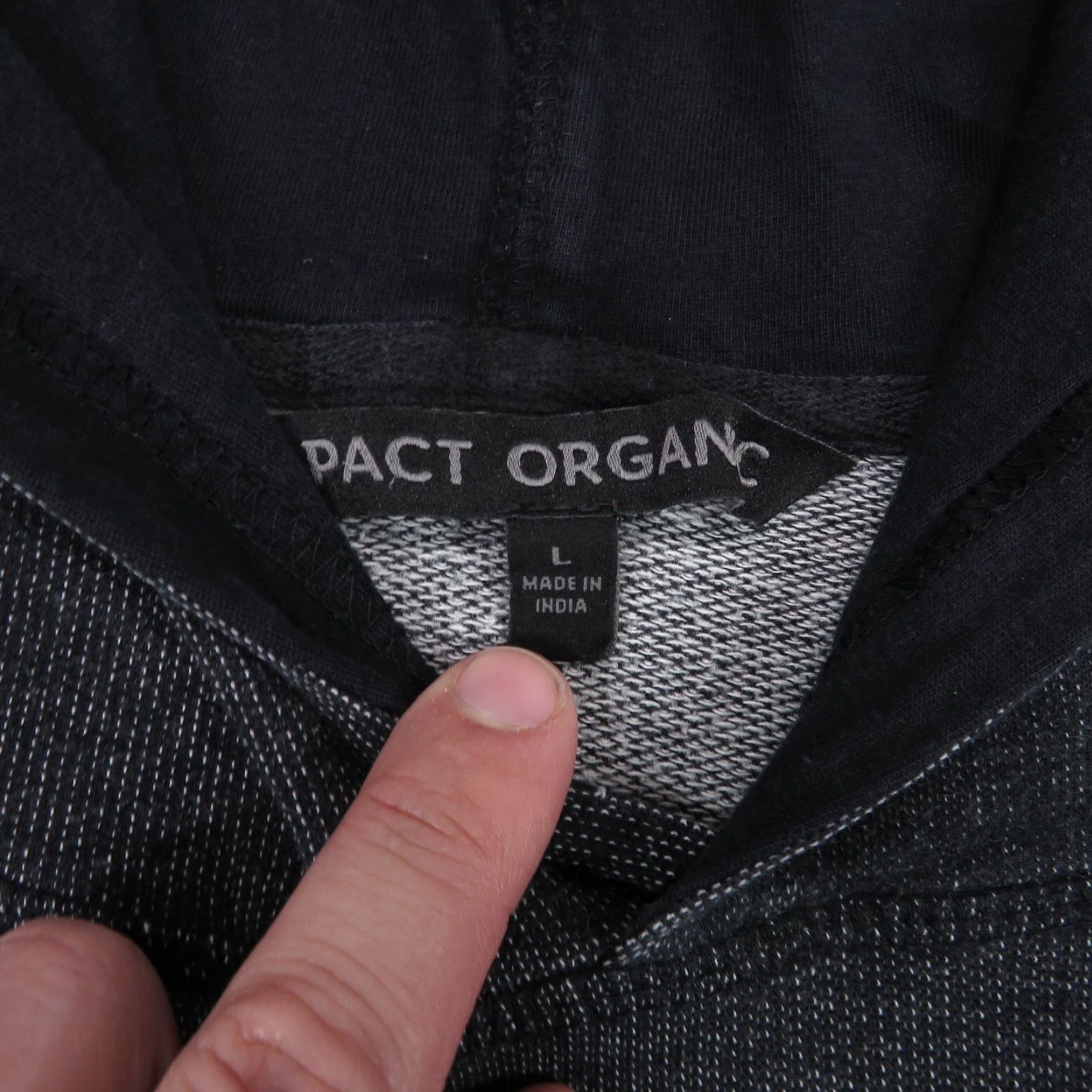 Vintage Pact Organic Hoodie Mens Large Charcoal Grey Terry Fleece Knit Hooded Pullover Size US L / EU 52-54 / 3 - 5 Thumbnail