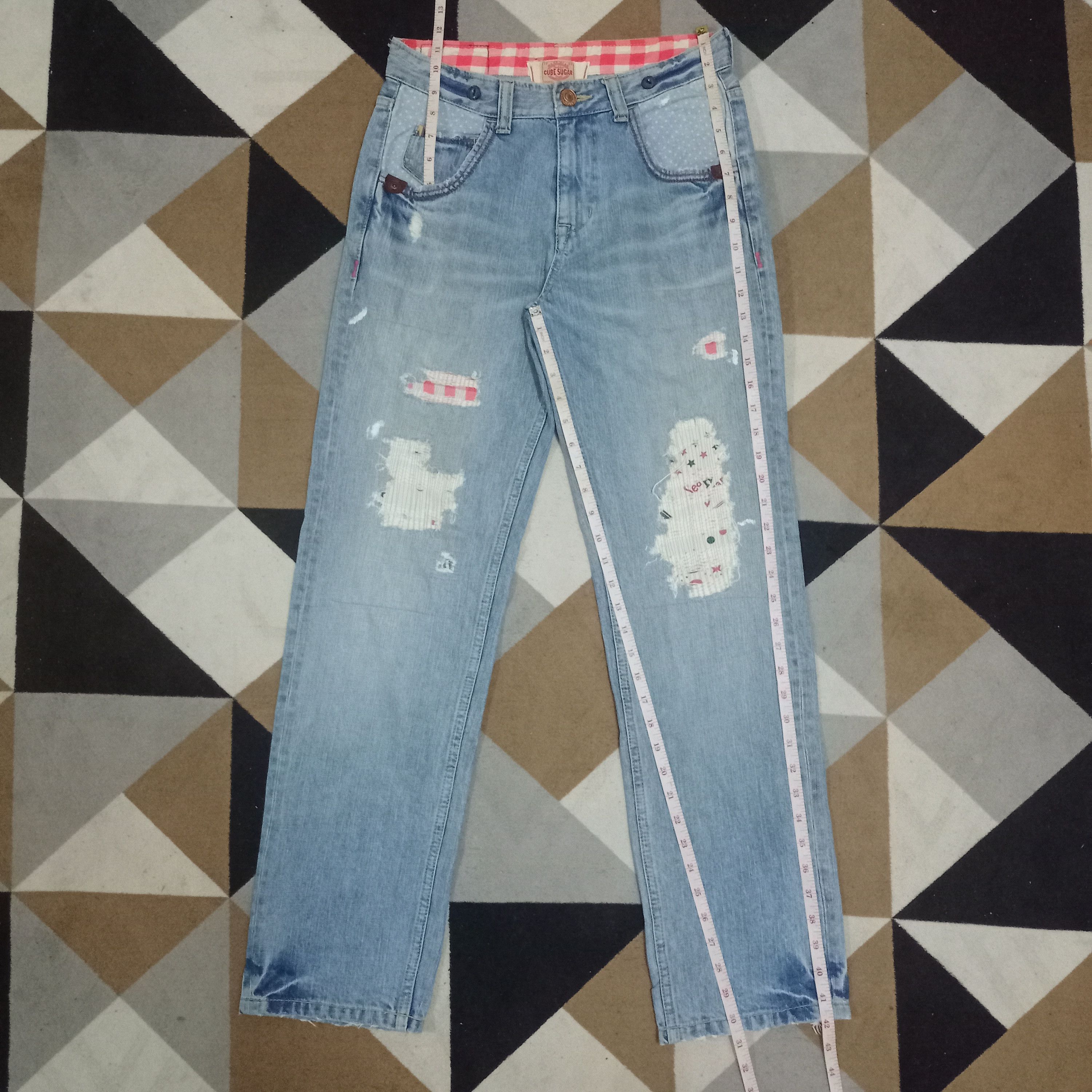 Japanese Brand Vintage Japanese Brand Workwear Loose Patched Jeans Size US 29 - 10 Thumbnail