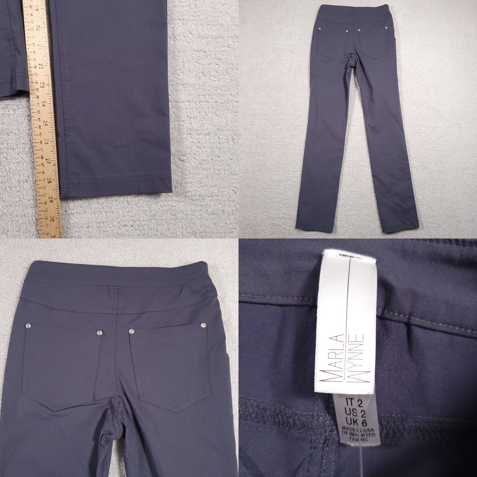 Vintage Marla Wynne Pants Womens 2 Gray Pull On Mid-Rise Skinny Pockets Legging USA Size 42" / US 20 - 8 Thumbnail
