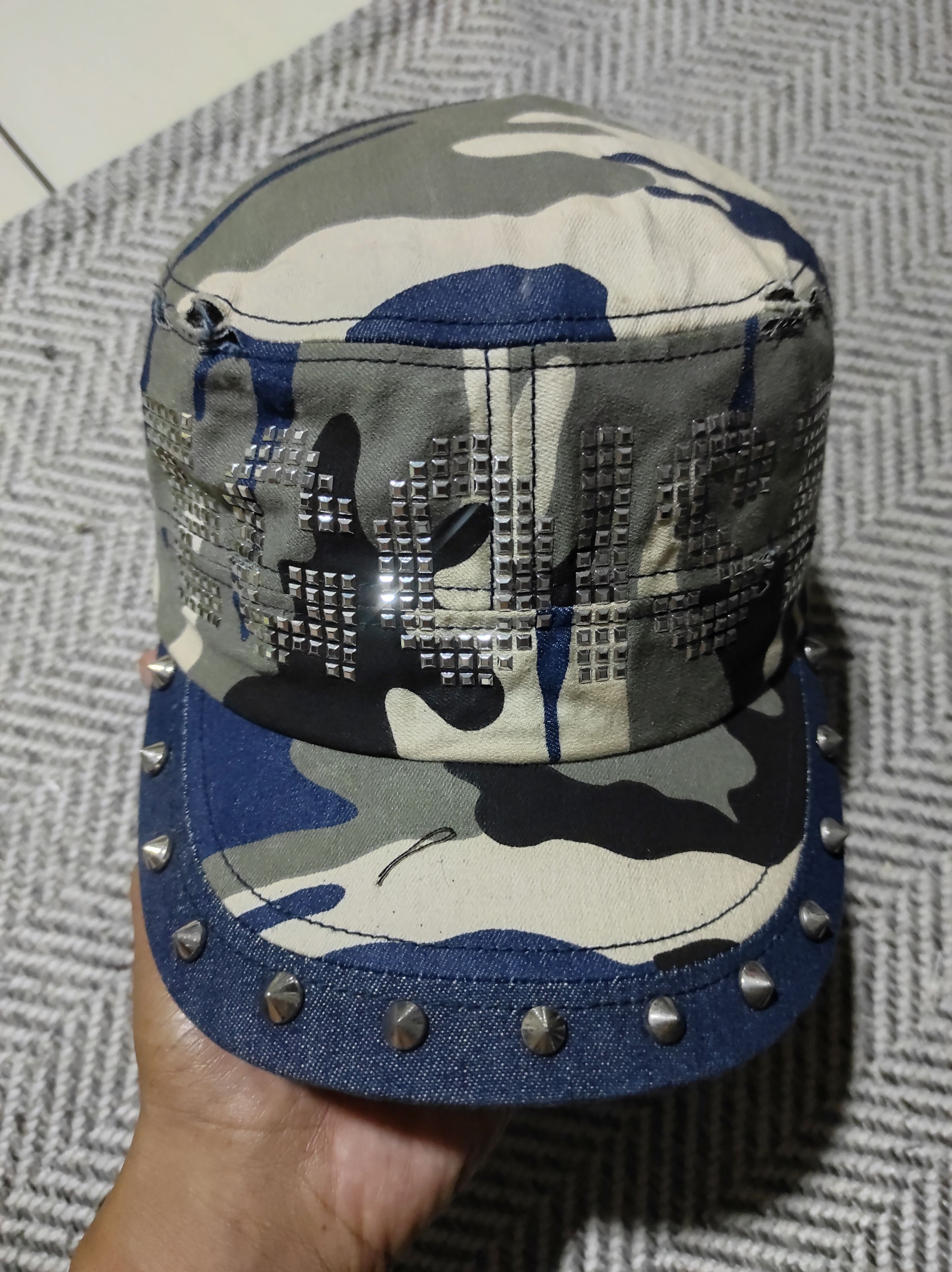 Japanese Brand Egoist Camo Distressed Studded Patrol Hat Size ONE SIZE - 1 Thumbnail