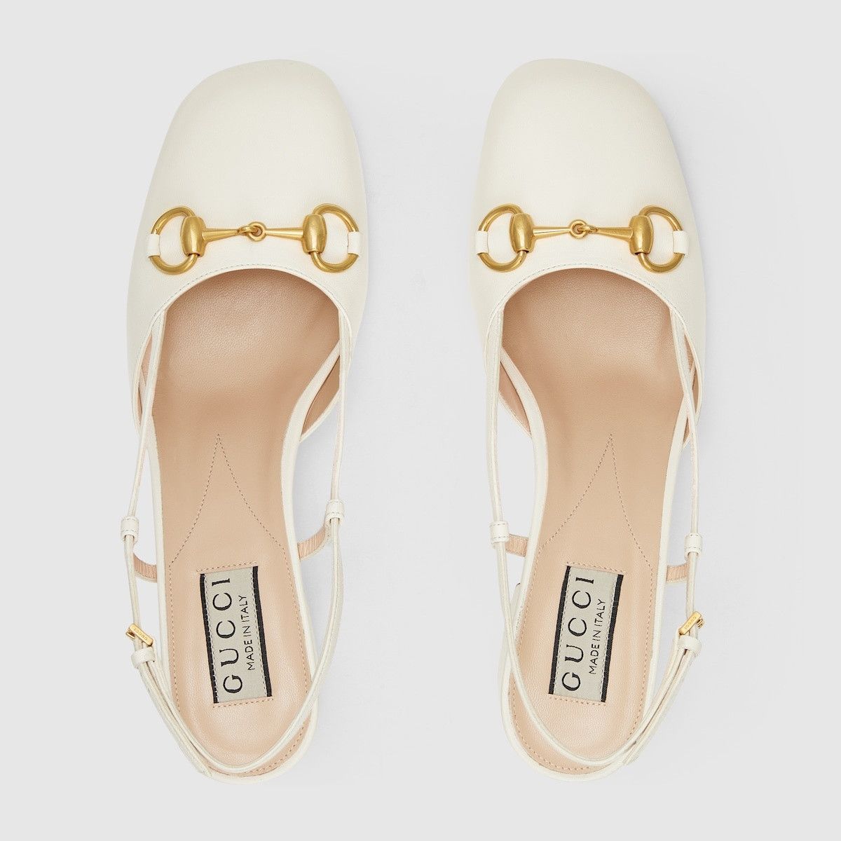 Gucci o1s1wg110225 Women's Horsebit Slingback Pumps in White Size US 7 / IT 37 - 5 Thumbnail