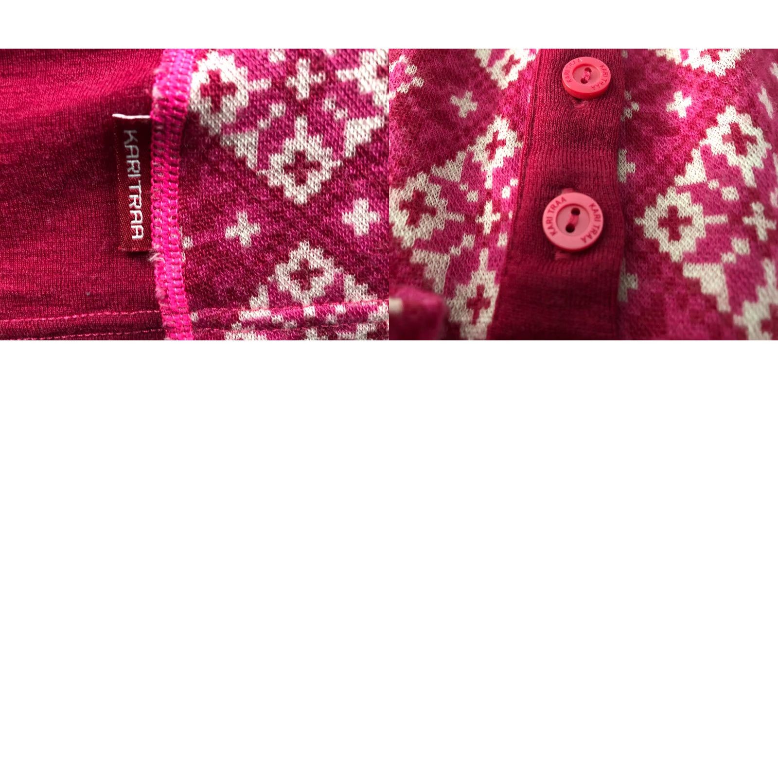 Vintage Kari Traa Women's Pink Geometric Patterned Wool Blend Jersey Top M Casual Size M / US 6-8 / IT 42-44 - 8 Thumbnail