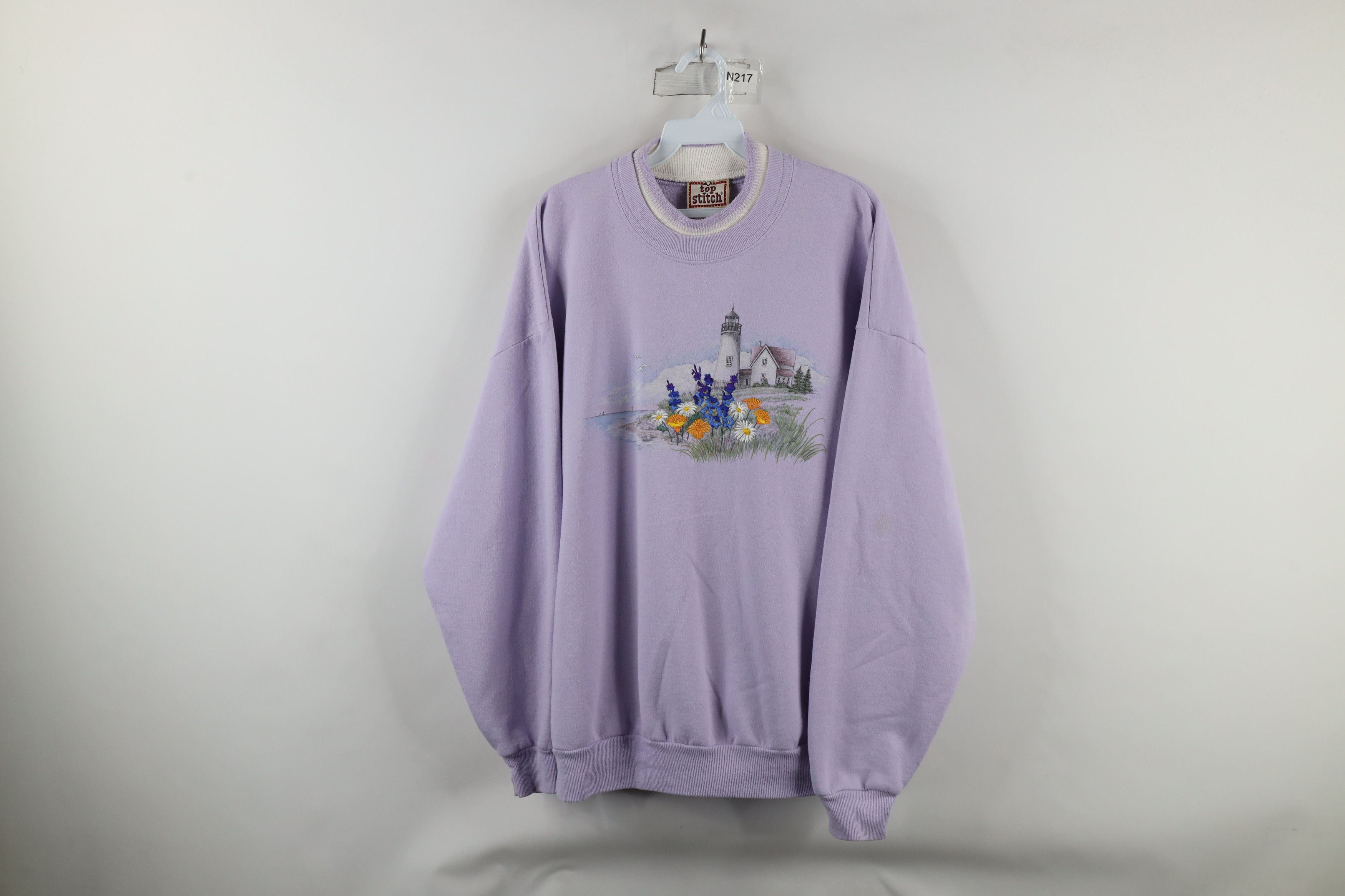 Vintage Vintage 90s Streetwear Beach Lighthouse Flower Sweatshirt Size XL / US 12-14 / IT 48-50 - 1 Thumbnail