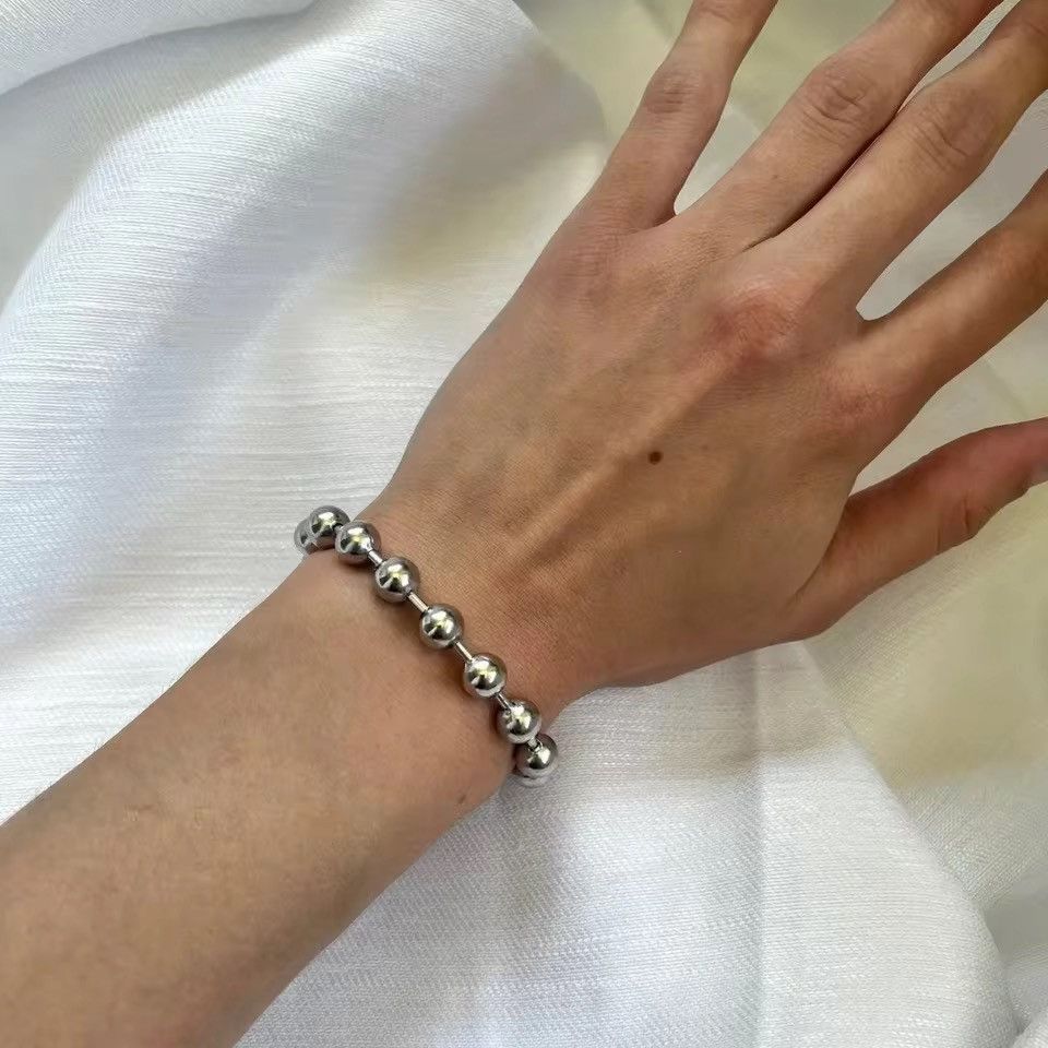 Japanese Brand 21 cm + 8 mm Stainless Steel Ball Chain Bracelet Size ONE SIZE - 3 Thumbnail