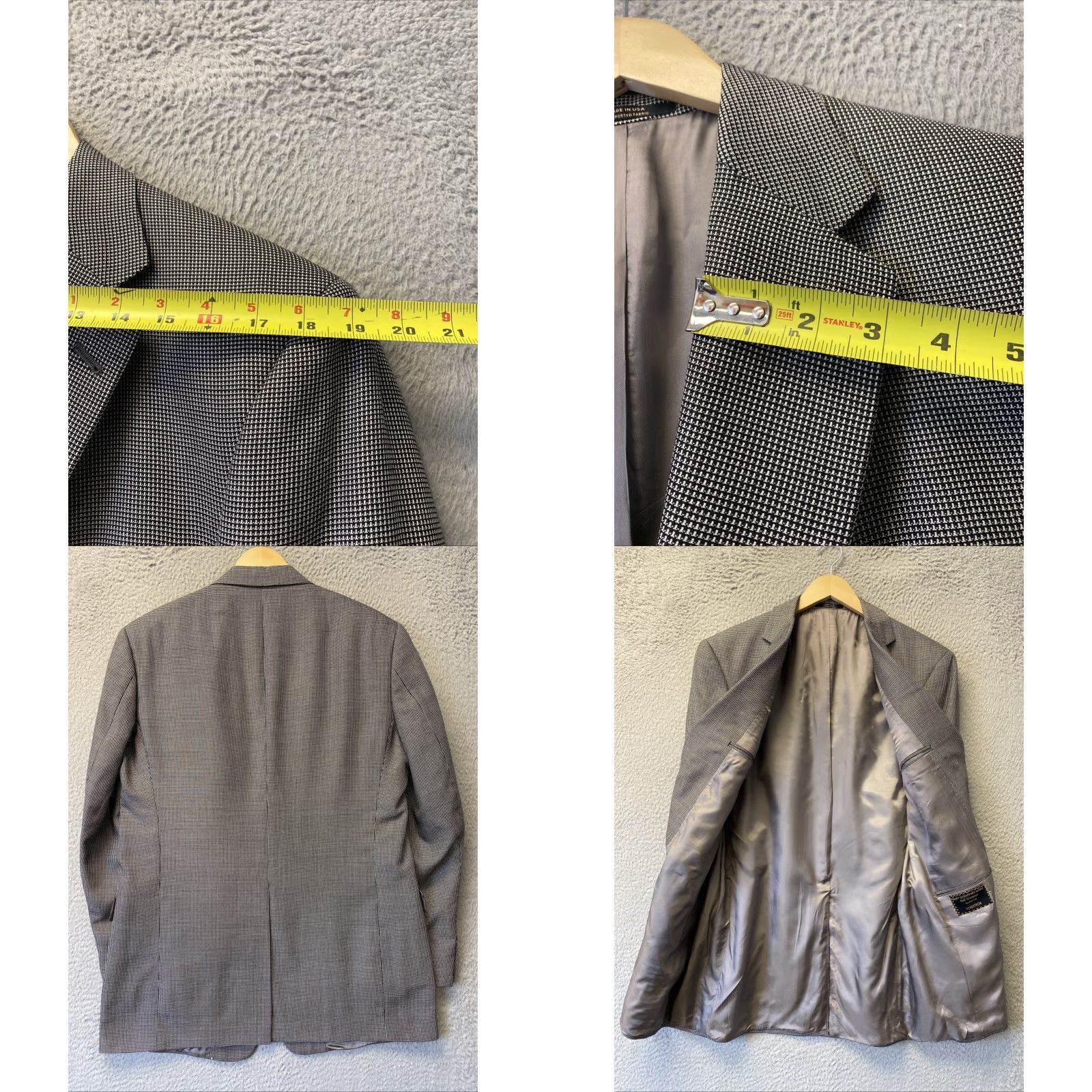 Nordstrom VINTAGE Nordstrom Hart Schaffner Marx Wool Blazer 42L Men’s Houndstooth Two-Button Single Vented Formal Business Cocktail Wedding Size 42L - 8 Thumbnail