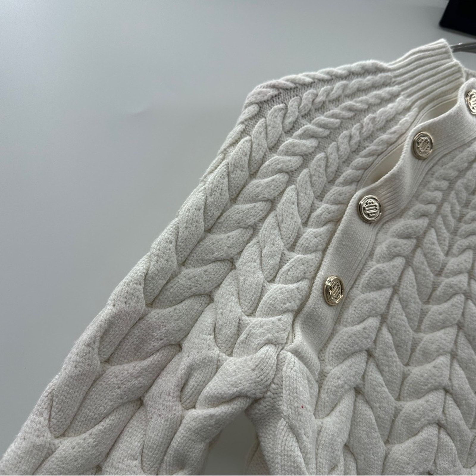 Maje RTR Maje Marnety Button Cable Knit Long Sleeve Sweater Size S / US 4 / IT 40 - 10 Thumbnail