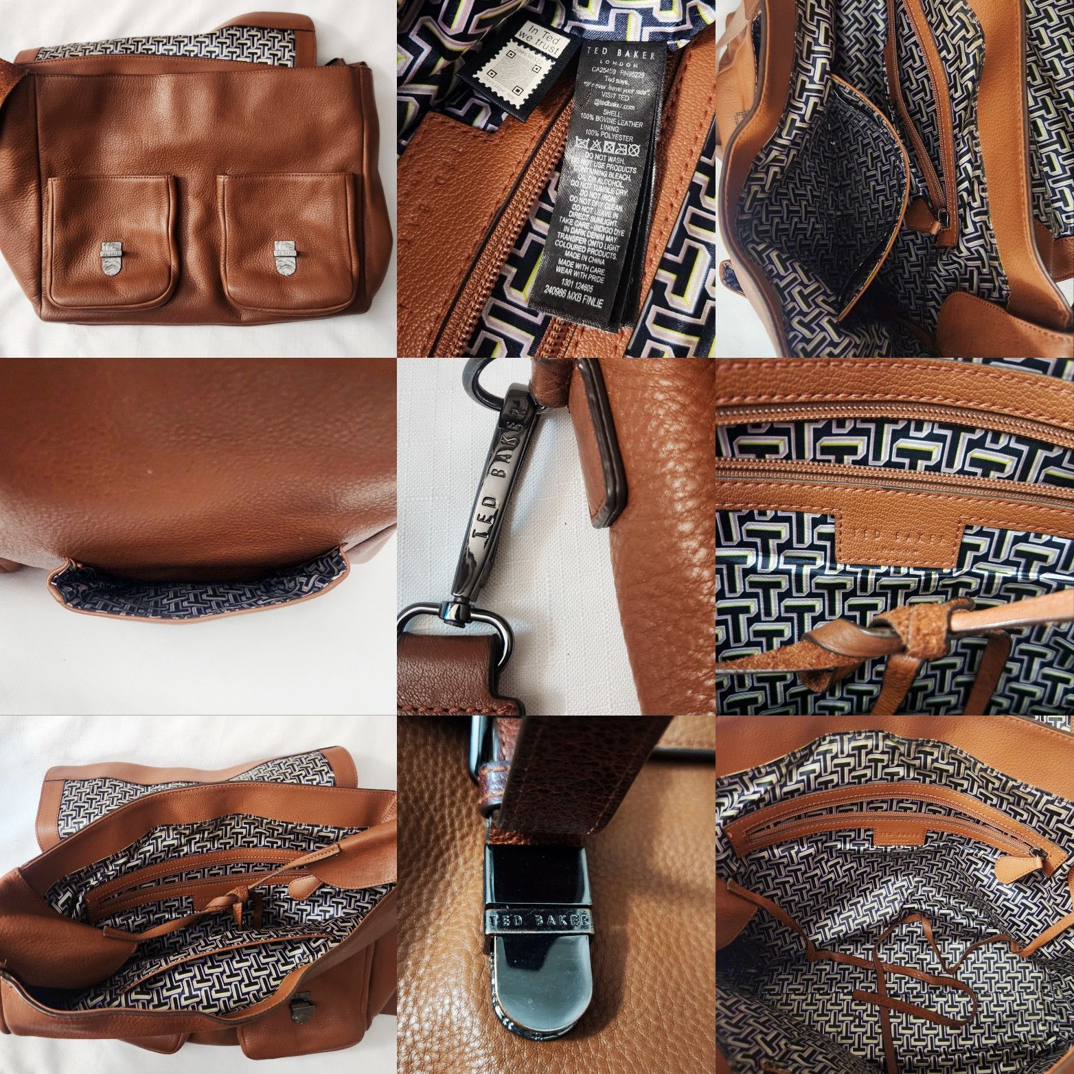Ted Baker Ted Baker London Finlie 100% Leather Satchel Brown Messenger Size ONE SIZE - 17 Thumbnail