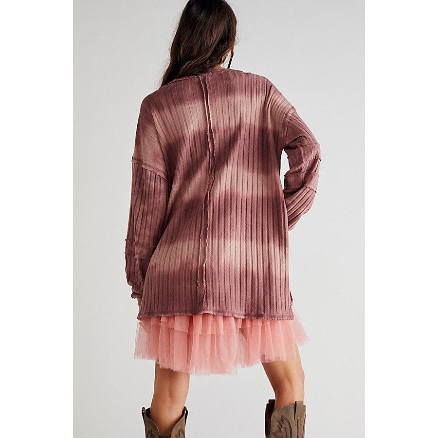 Free People New WTF Sunset Ribbed Tie Dye Long Sleeve Top $128 X-SMALL Size XS / US 0-2 / IT 36-38 - 2 Thumbnail