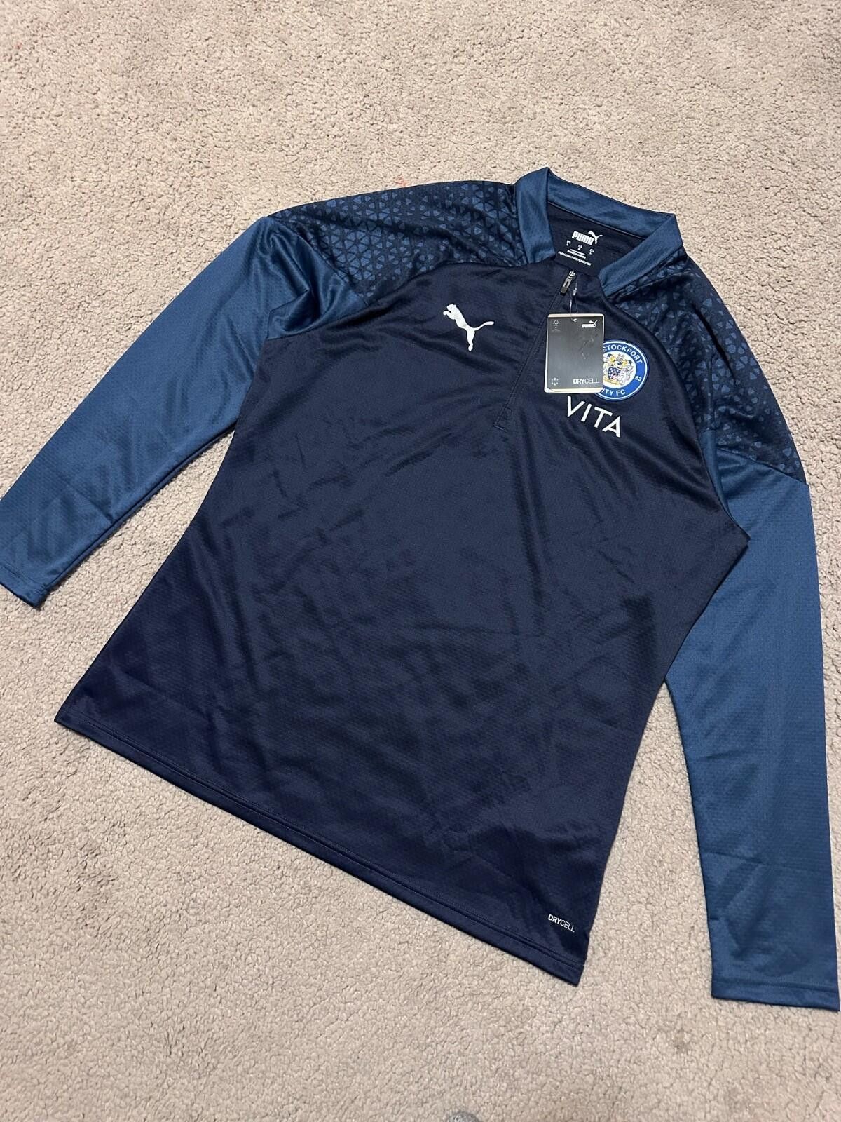 Puma 2022-23 Stockport County Puma 1/4 Zip Football Soccer Top Size US L / EU 52-54 / 3 - 2 Thumbnail