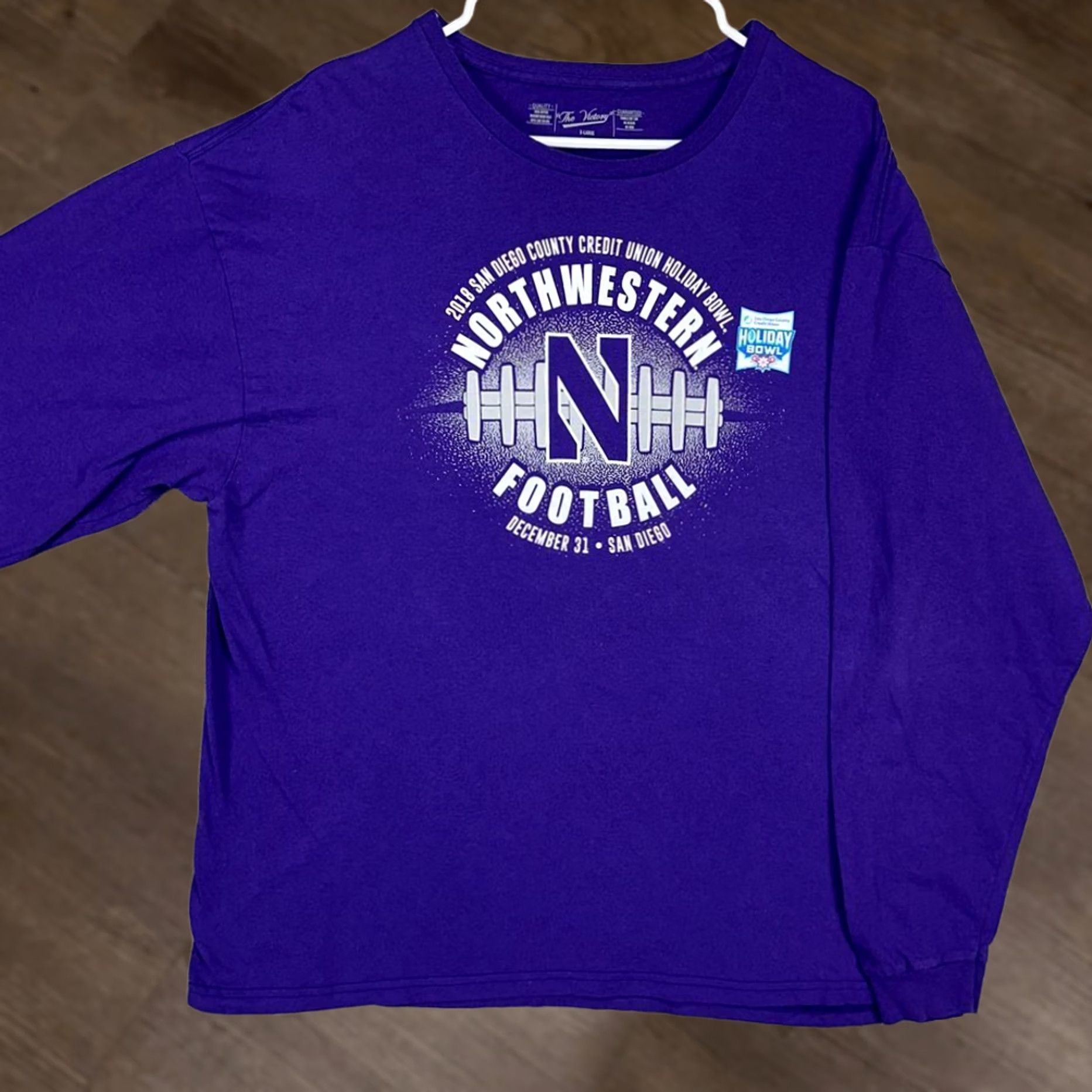 Vintage Northwestern Wildcats Football T-Shirt Men XL Purple Long Sleeve Tee The Victory Size US XL / EU 56 / 4 - 1 Thumbnail