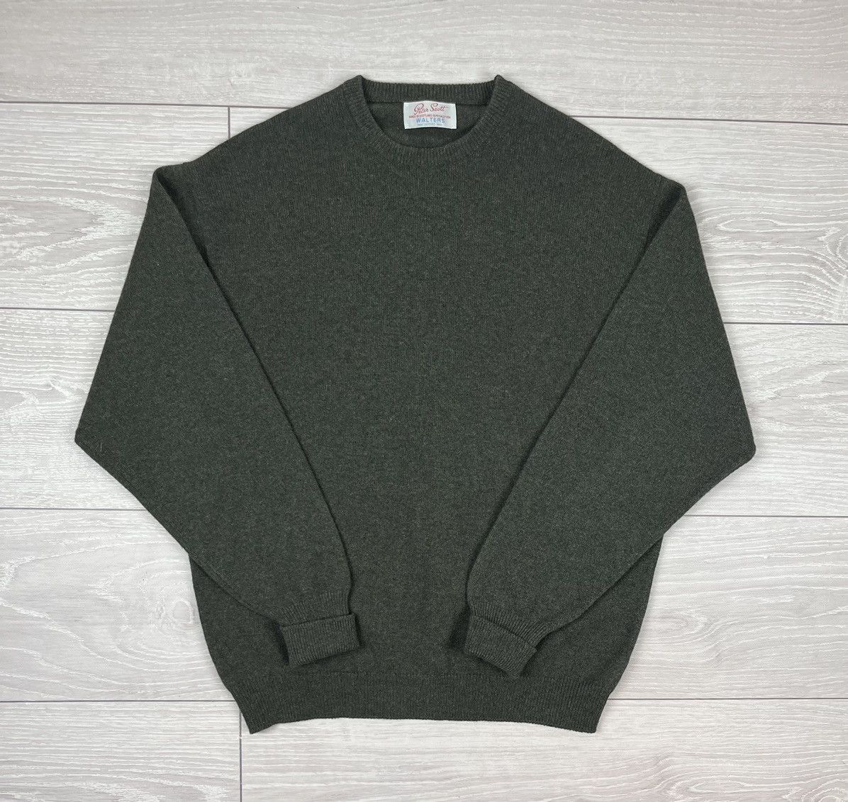 Vintage Peter Scott Walters Oxford Green Wool Knit Sweater Size US L / EU 52-54 / 3 - 1 Thumbnail