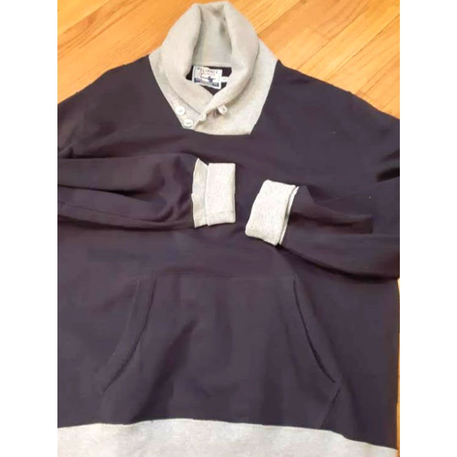 Vintage VINTAGE Relience Garments Sweater 1/4 Button Heavy Duty Shawl Collar Men 2XL Black 90s Cotton Blend Pullover Size US XXL / EU 58 / 5 - 2 Thumbnail