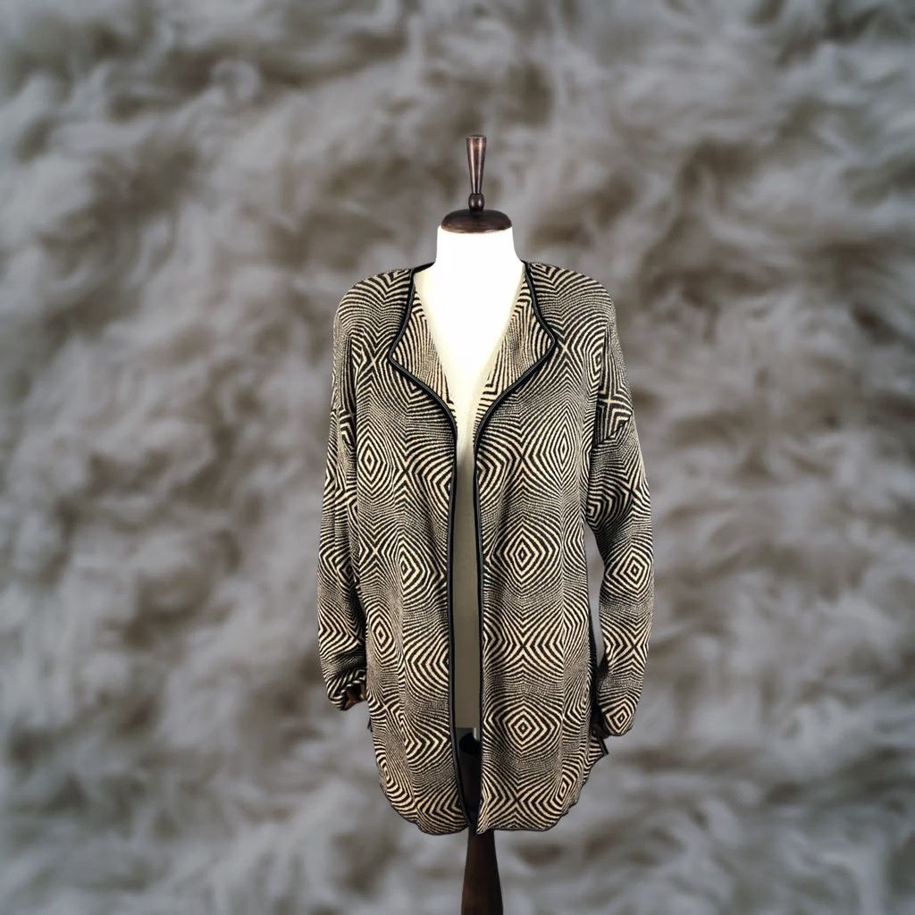 Escada ESCADA Cardigan Women Beige Size 42 Rayon Patterned Geometric Size M / US 6-8 / IT 42-44 - 1 Thumbnail