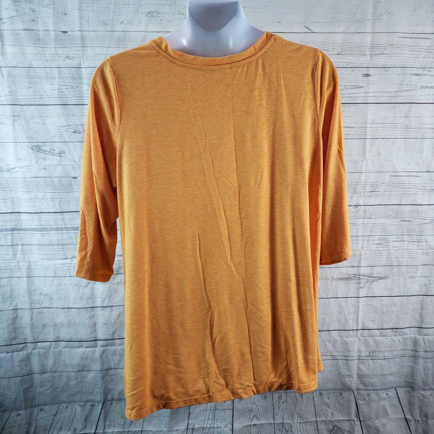 Vintage LOGO by Lori Goldstein Womens Top 2X Orange 3/4 Sleeve Pullover Blouse Shirt Women Size XXL / US 16-18 / IT 52-54 - 4 Thumbnail