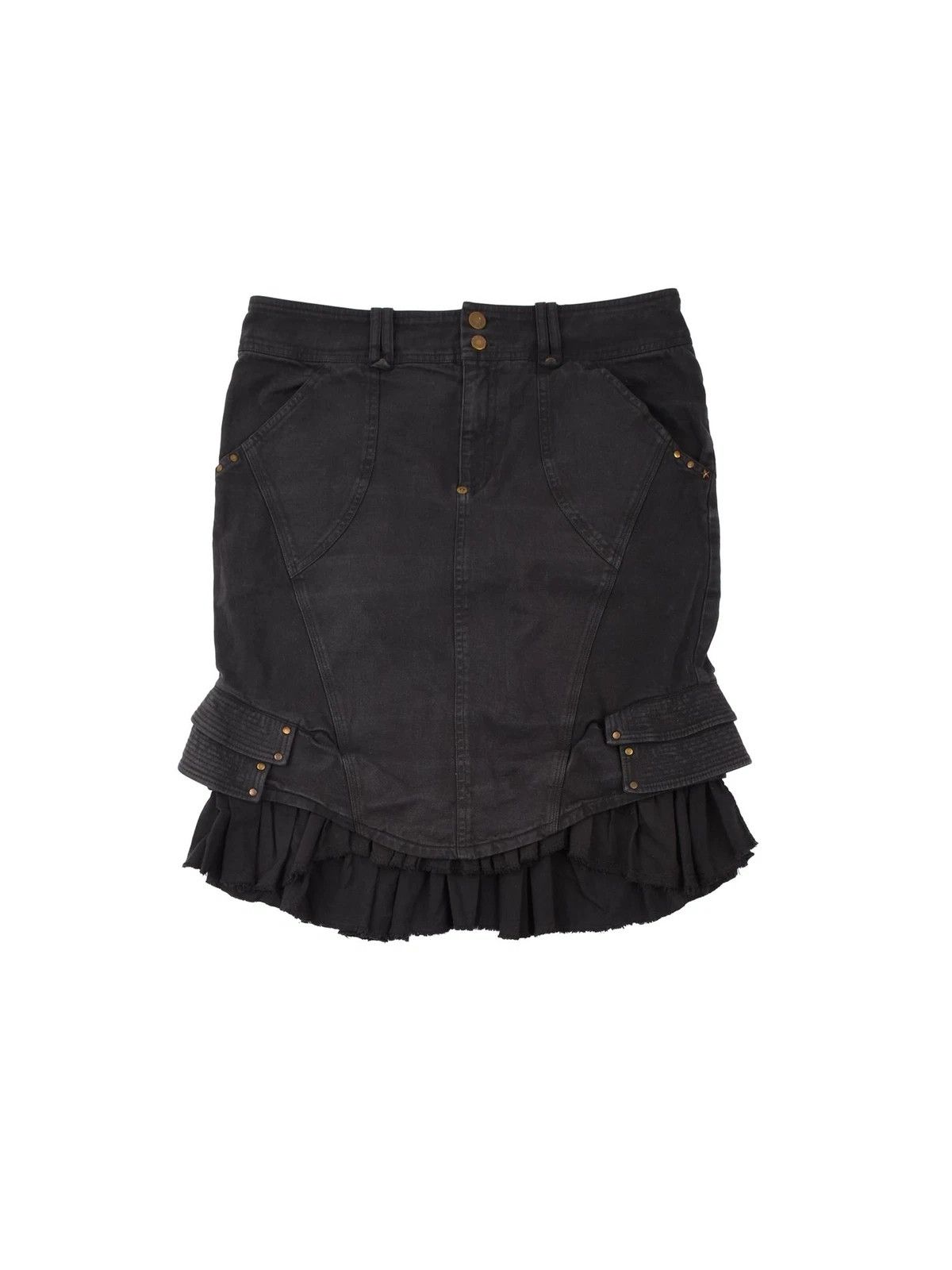 Kenzo Women's Kenzo Jeans Black Denim Ruffle Frill Mini Skirt Size 32" / US 10 / IT 46 - 1 Thumbnail