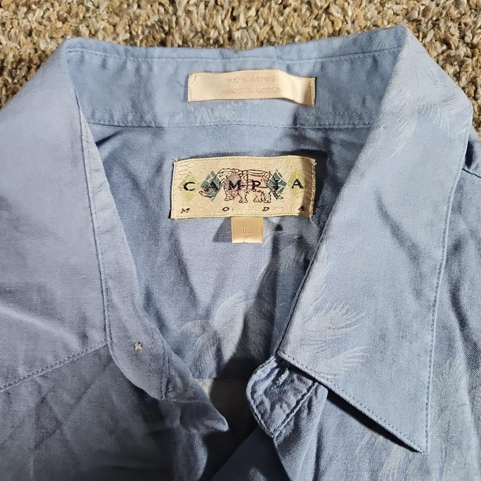 Campia Moda Campia Moda L 100% Rayon Blue Palm Trees Hawaiian Button Up Size US L / EU 52-54 / 3 - 3 Thumbnail
