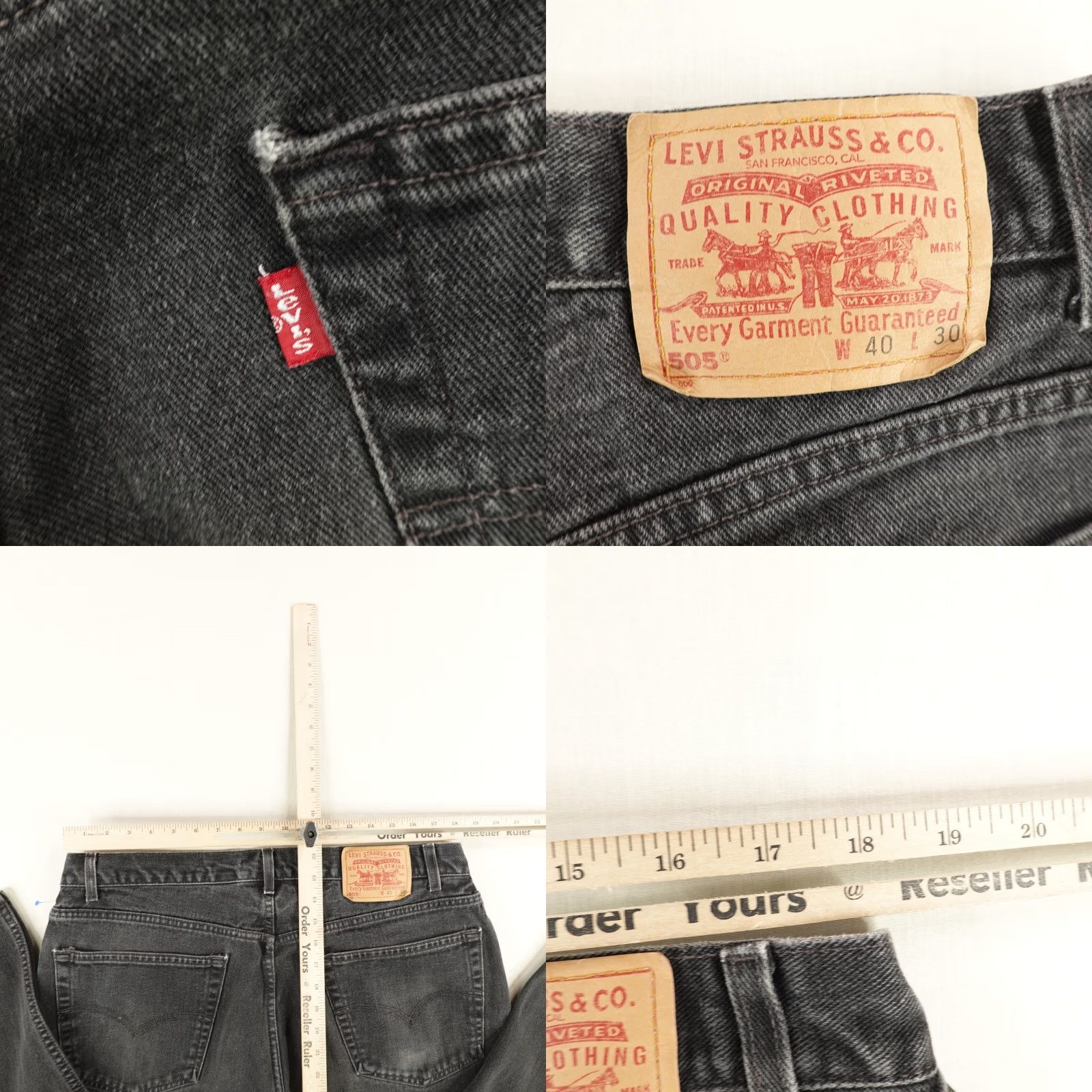Levi's VINTAGE Levi's Jeans Men 40x30 Black Denim 505 Regular Straight Baggy Y2K Levi's 505 Mens Jeans 40x30 Black Denim Straight Grunge USA Pocket Size US 37 - 8 Thumbnail