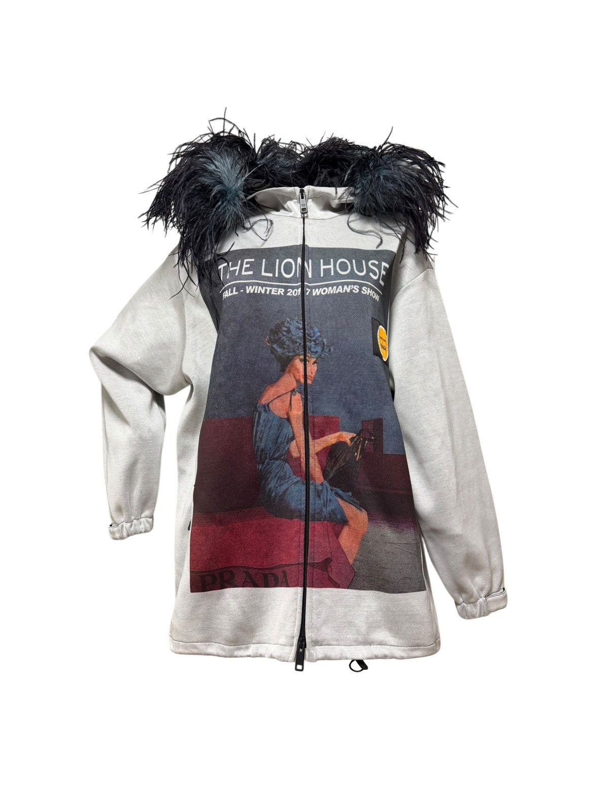 Prada PRADA F/W 2017 Zip-Up Hoodie with Ostrich Feathers Size M / US 6-8 / IT 42-44 - 1 Thumbnail
