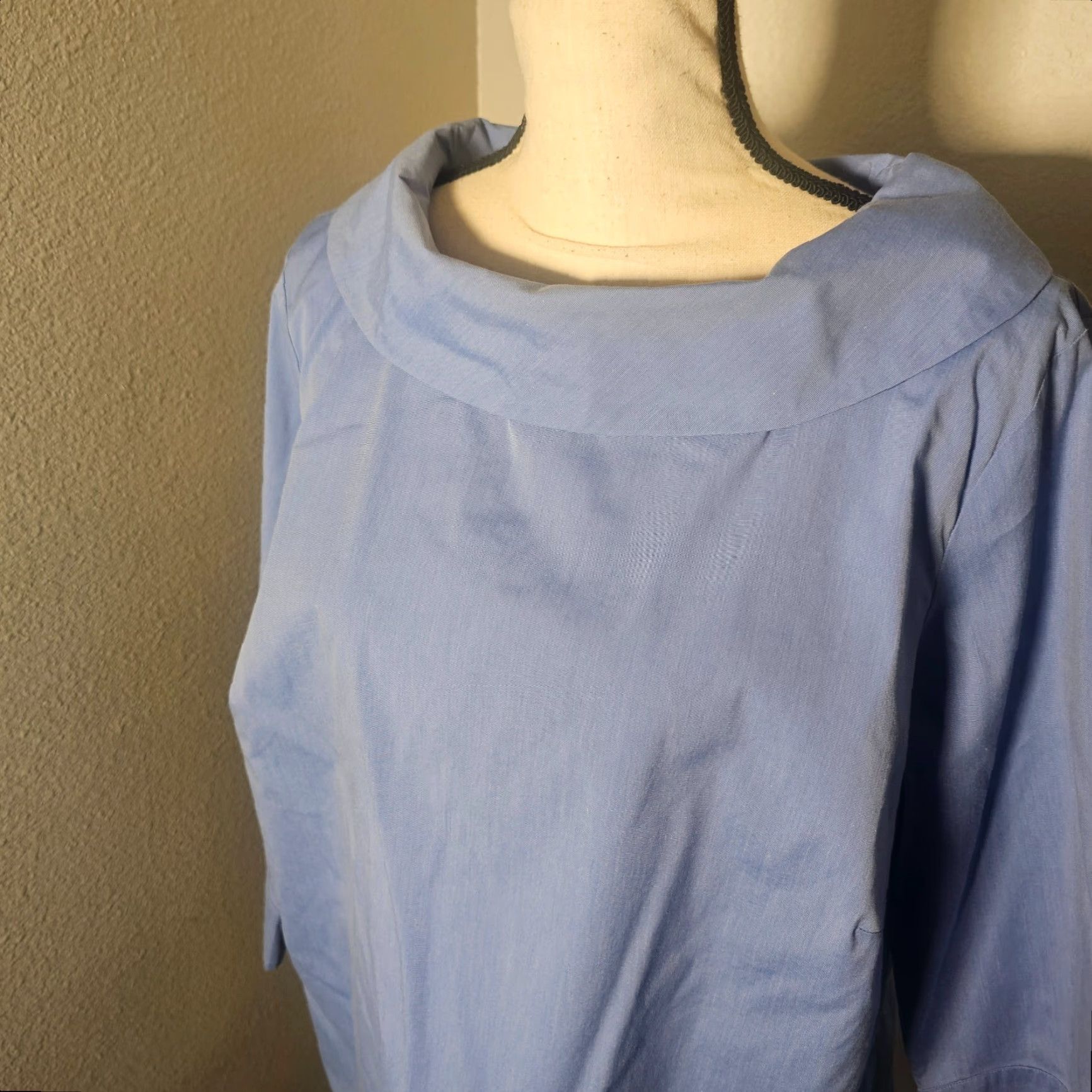 Talbots Talbots Blouse Shirt 1X Women Blue Cotton Stretch Poplin Sabrina Everyday Career Top Size XL / US 12-14 / IT 48-50 - 6 Thumbnail