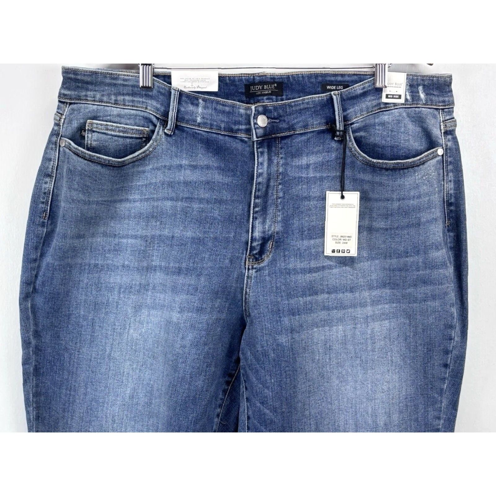 Vintage VINTAGE Judy Blue Jeans Women's Plus Size Mid Rise Wide Leg Denim Sz 24W Medium Wash Women's Size 42" / US 20 - 2 Thumbnail