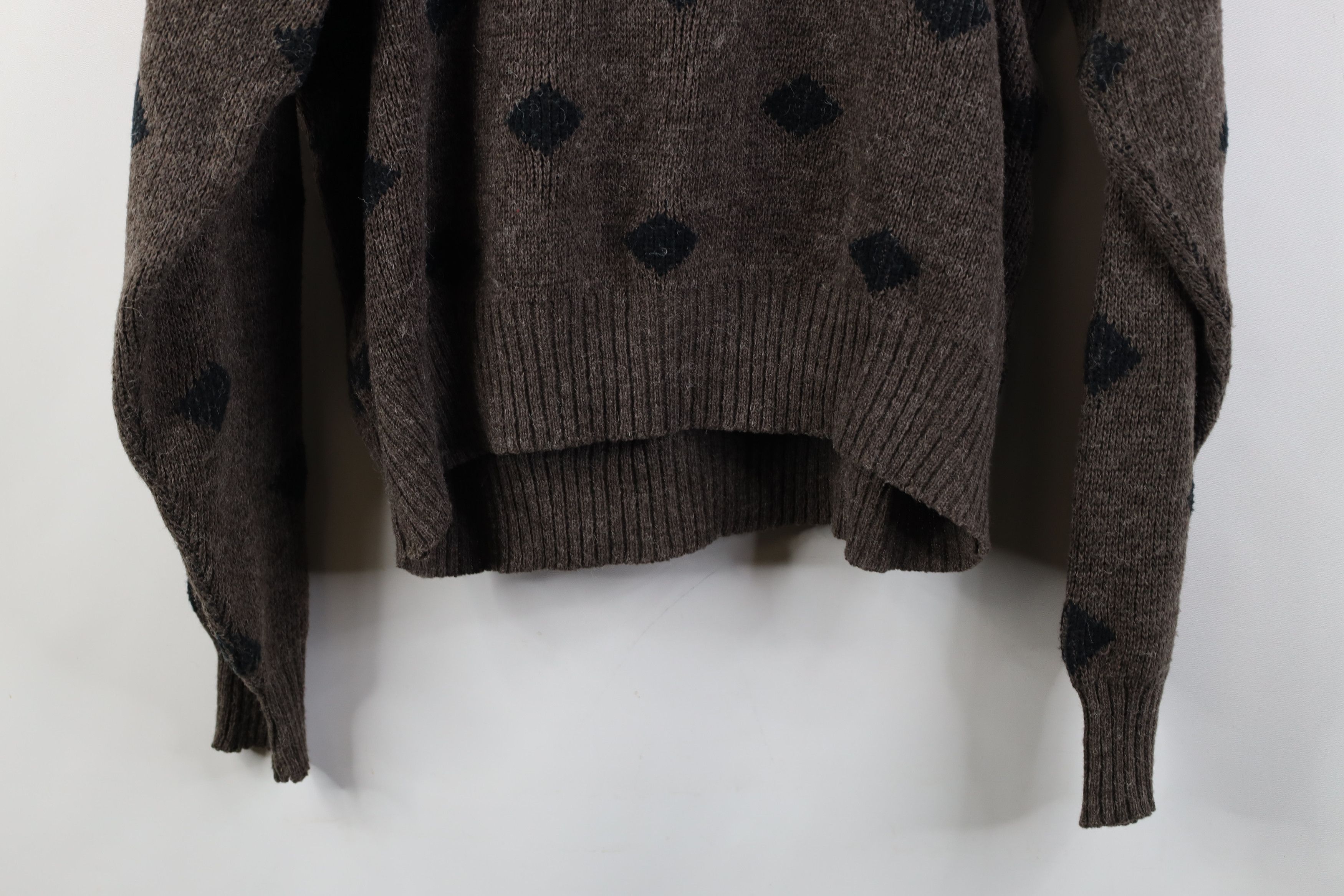 Vintage Vintage 90s Streetwear Leather Trim Knit Crewneck Sweater Size US XL / EU 56 / 4 - 11 Thumbnail