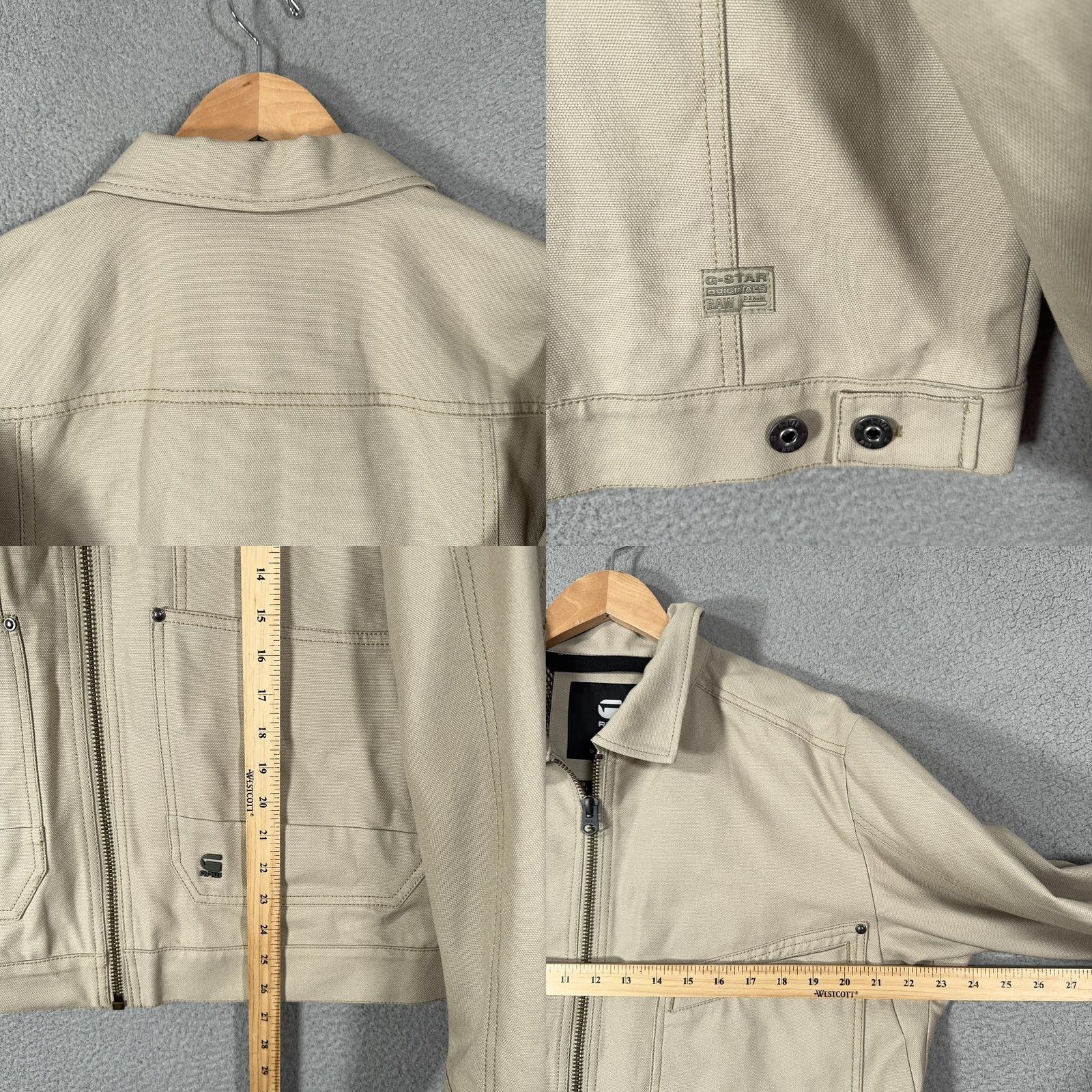 Vintage G-Star RAW Trucker Jacket Mens M Khaki Buck Canvas Full Zip Lined Pockets Bomber Button Zipper Casual Workwear Size US M / EU 48-50 / 2 - 9 Thumbnail