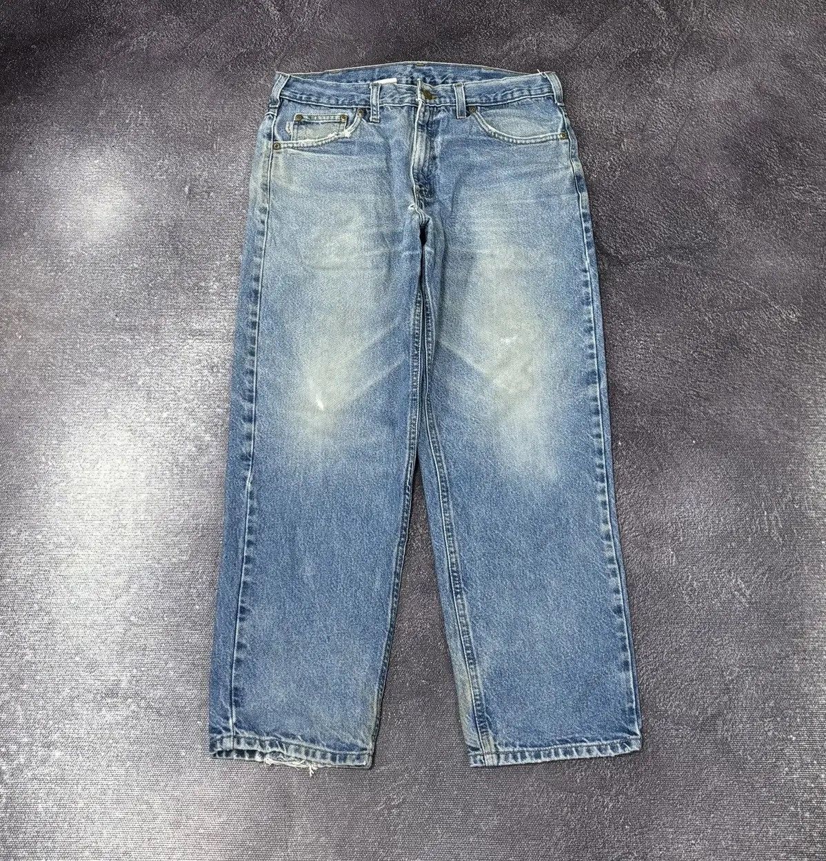 Carhartt × Vintage Vintage Carhartt Faded Blue Denim Work Hype Baggy Jeans Size US 34 / EU 50 - 2 Thumbnail