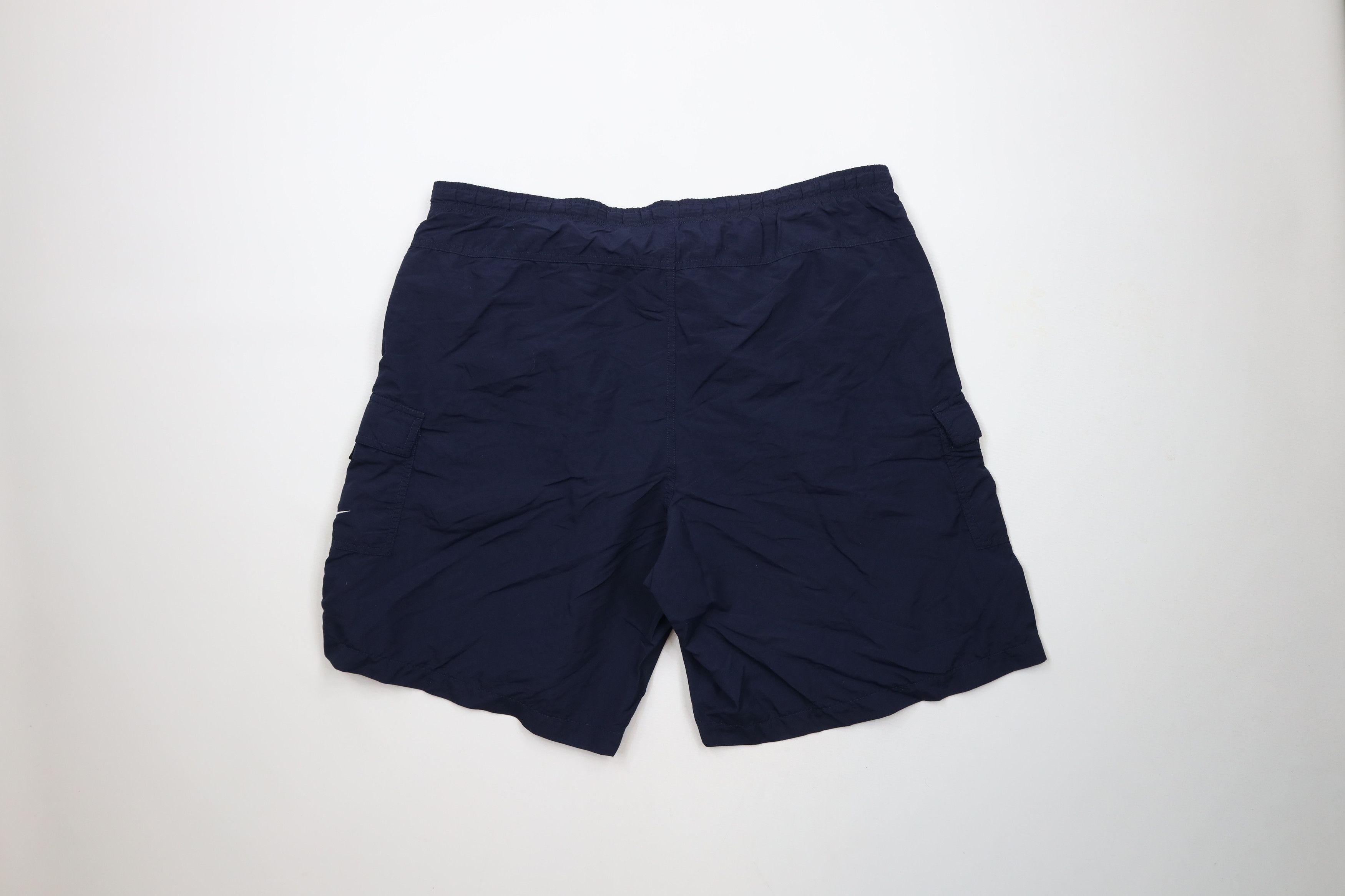 Nike × Vintage Vintage 90s Y2K Nike Mini Swoosh Lined Cargo Shorts Blue Size US 36 / EU 52 - 9 Thumbnail