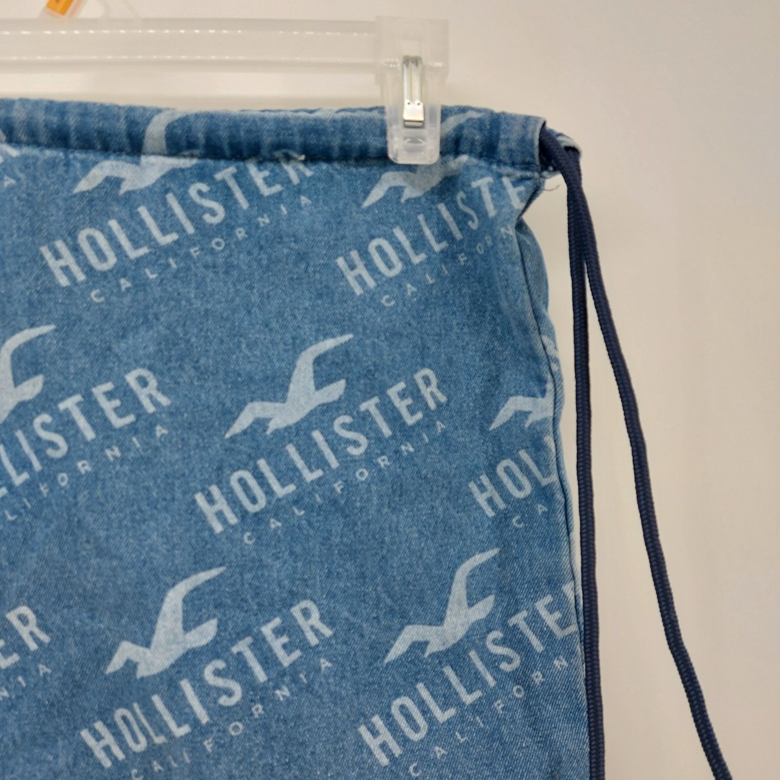 Hollister Hollister Logo Denim Back pack Y2k Style Drawstring Jean Bag Size ONE SIZE - 12 Thumbnail