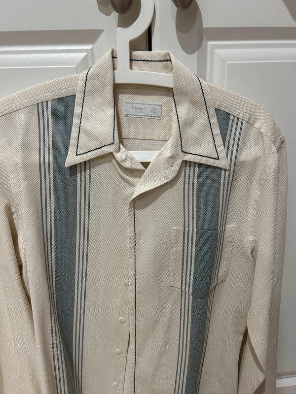 Prada Striped panel shirt with oversized stitching detail Size US M / EU 48-50 / 2 - 5 Thumbnail